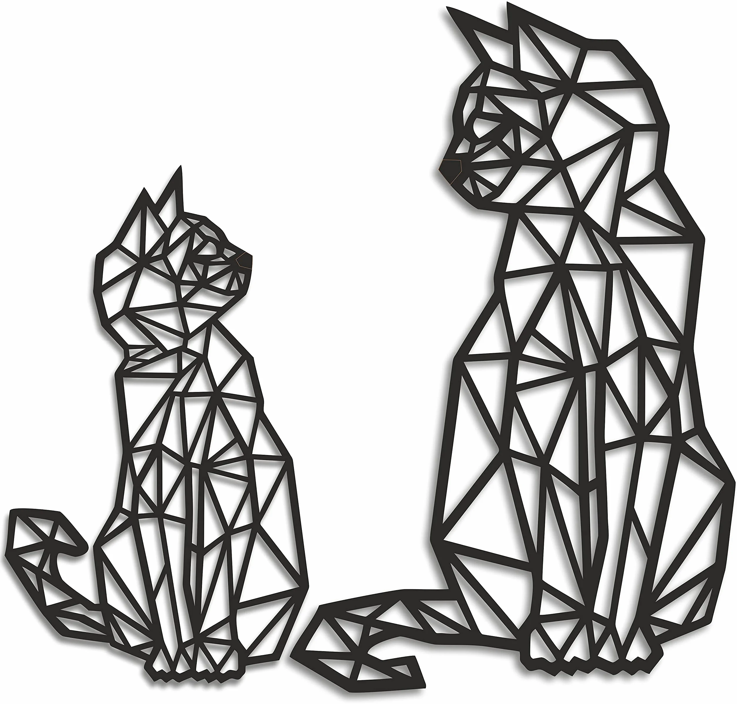 Panel dekoracyjny geometryczny KOTY czarne. Dekoracja ścienna. Ozdoba wisząca. Obraz 3D.
