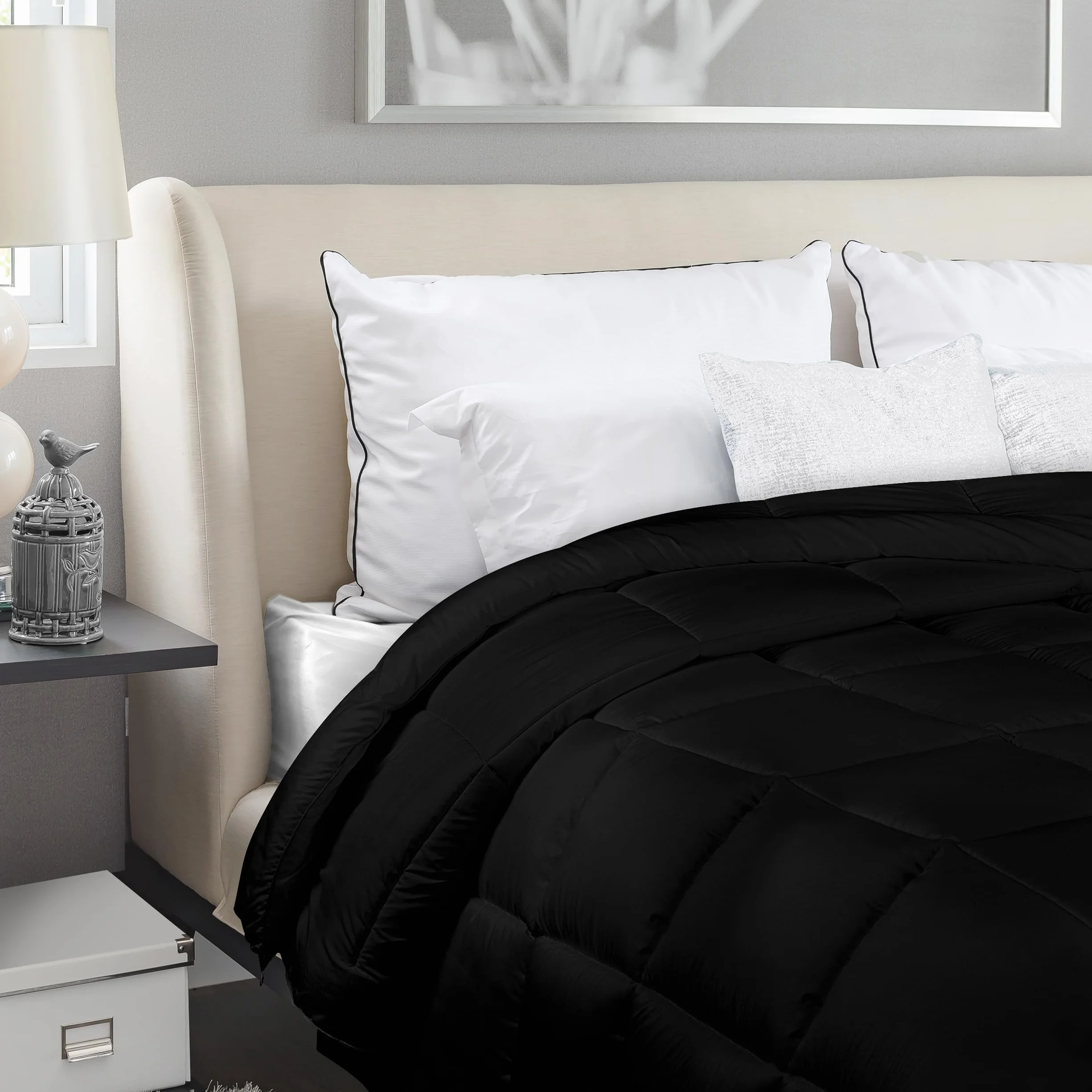 Utopia Bedding 220 x 260 cm, Całoroczna Lekka Kołdra z Mikrofibry z Wypełnieniem Poliestrowym (Czarny)