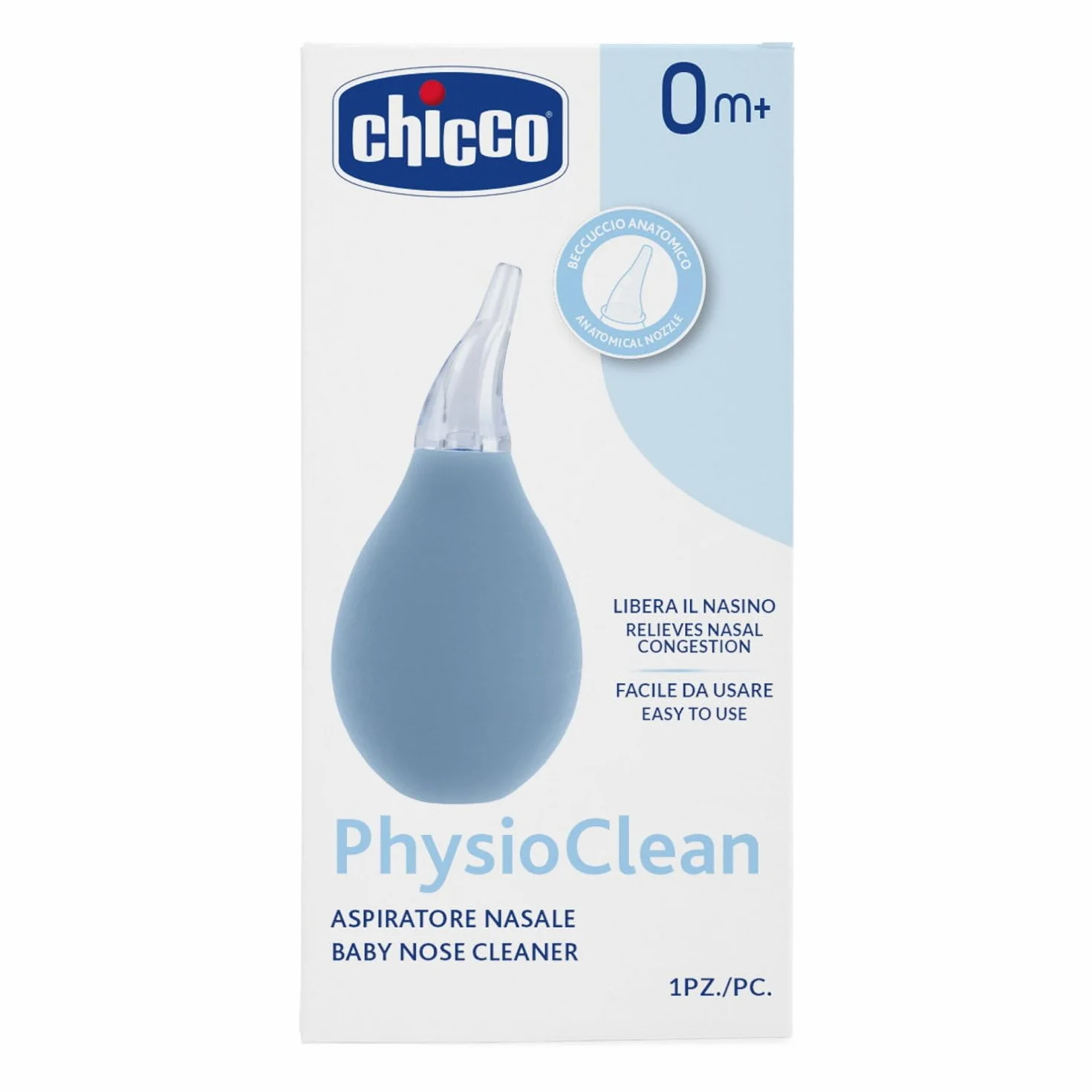 Physioclean Aspirator do nosa dla niemowląt, proste i delikatne oczyszcza zamknięty nos dzieci, łatwy w użyciu dzięki ergonomicznemu kształtowi, z miękkim wylewką, 0 miesięcy +
