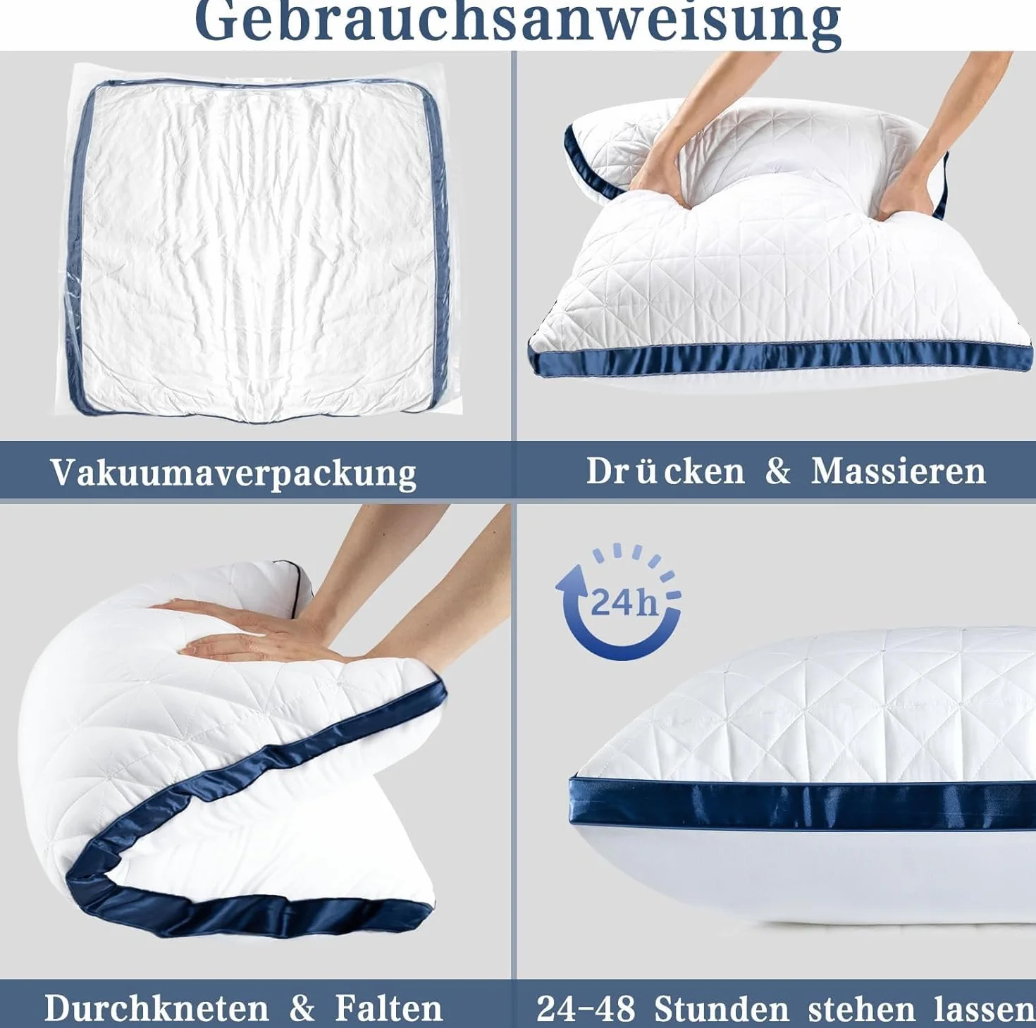 Poduszki 80x80 cm zestaw 2 szt., 2X ortopedyczne poduszki do spania na boku Poduszki pod szyję z wypełnieniem z mikrofibry premium