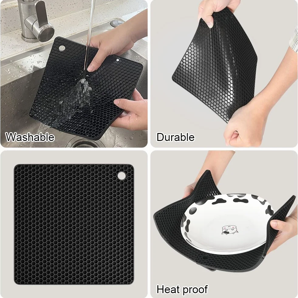Flintronic Ochraniacz na patelnie, 2 sztuki, ochrona garnków, 32 cm, odporność na wysokie temperatury, kwadratowe ochraniacze garnków, regulowany rozmiar, antypoślizgowa ochrona patelni, garnków