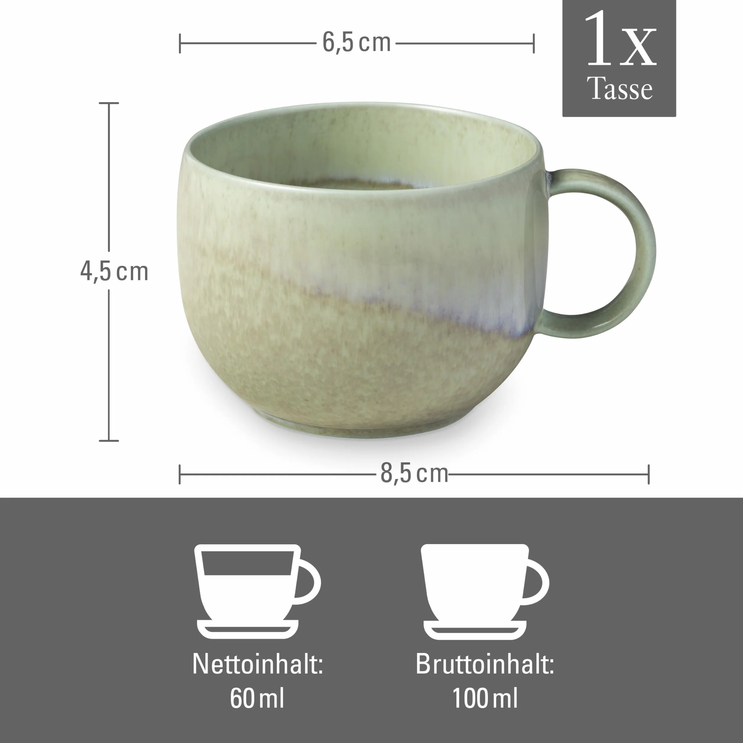 Villeroy & Boch Perlemor Alga Filiżanka do Espresso 60 ml Porcelana Premium Zielona