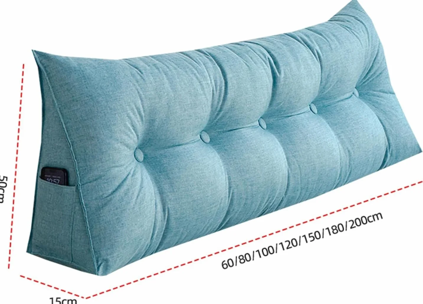 Poduszka trójkątna do czytania na łóżko lub sofę, podkładka pod plecy, poduszka na wezgłowie(100cm)