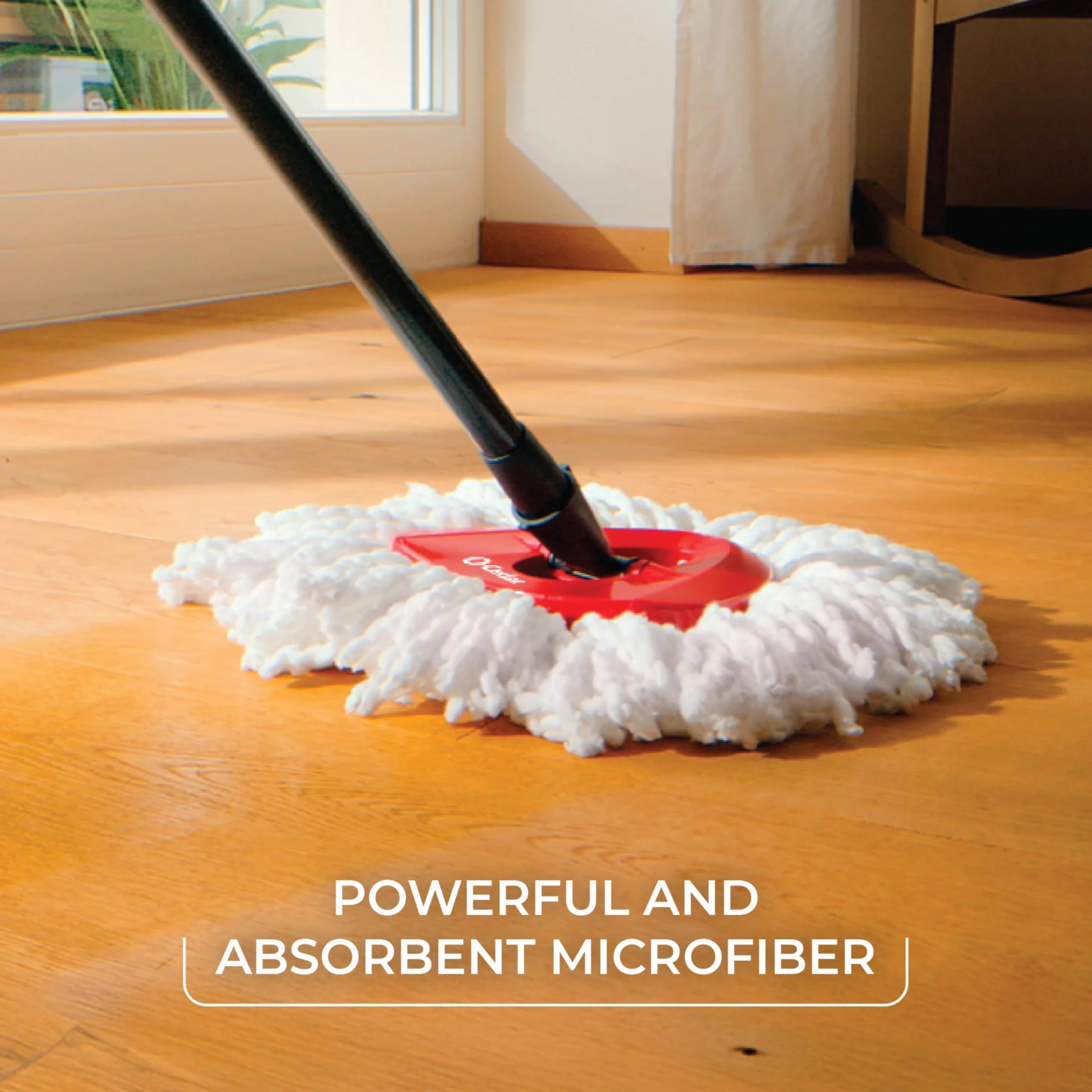 O-Cedar EasyWring Spin Mop z Mikrofibry, Czerwony/Szary z Dodatkowym Uzupełnieniem