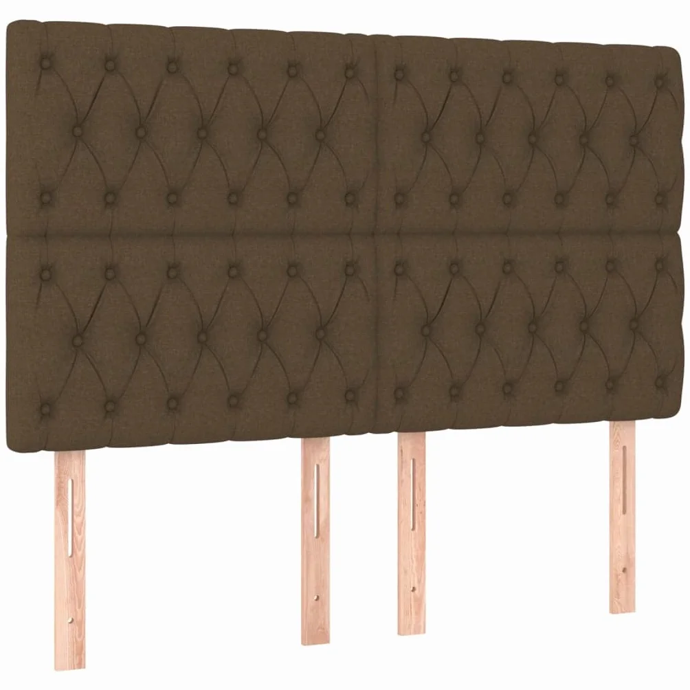 Tkanina z regulowanym zagłówkiem Standard 140x190 cm Brąz | Łóżko kontynentalne z materacem sprężynowym brązowe tkanina 140x190 cm wysokie wezgłowie średnio twarde