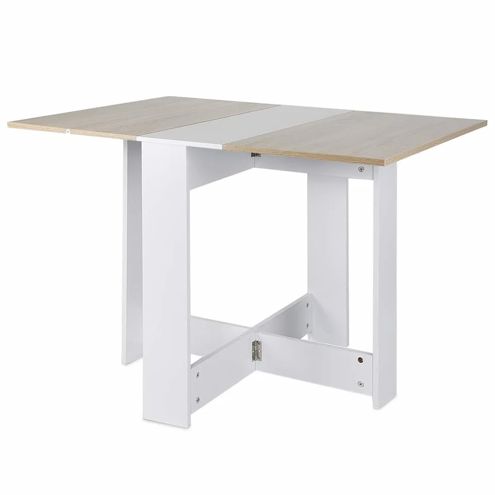 Składany stół kuchenny 102,5 × 76 × 73 cm stół jadalny rozkładany stół do salonu (biały+dąb)