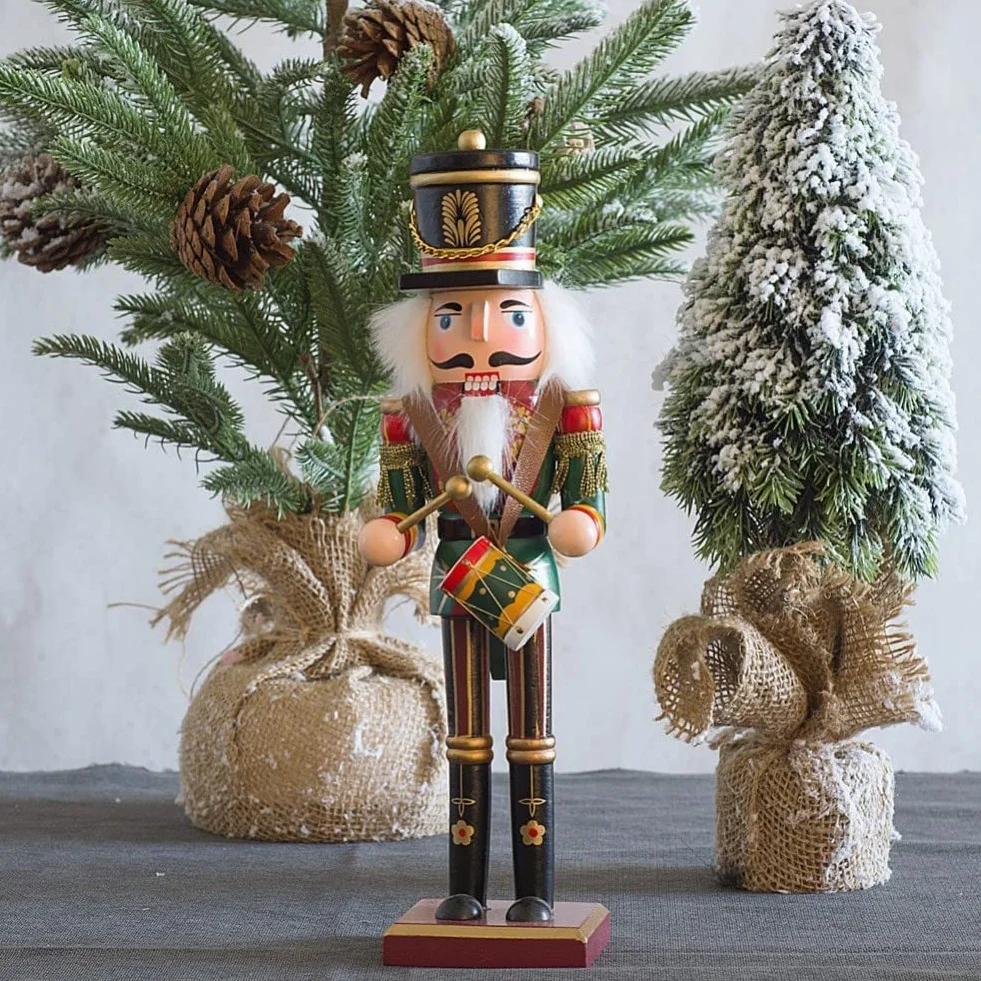 KAHEIGN Drewniany dziadek do orzechów, 2 style, 30 cm, świąteczne tradycyjne figurki dziadka do orzechów, wysokiej jakości, malowane drewno sosnowe, żołnierz do domu, kominka, dekoracja na imprezę