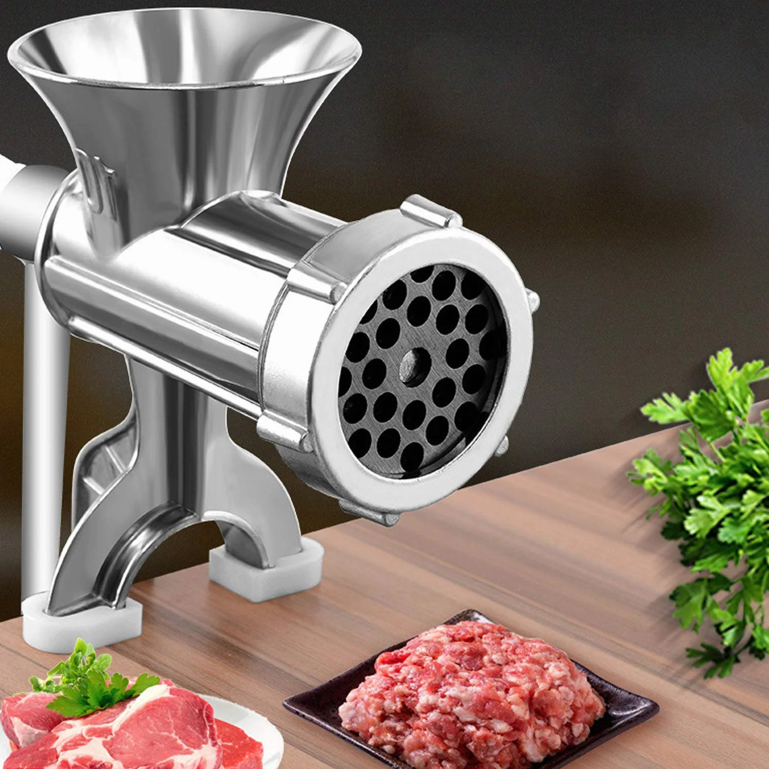 Maszynka do mielenia mięsa, ręczna aluminiowa maszyna do mielenia mięsa, maszynka do mielenia mięsa, pieprzu, przypraw, z rurką do nadziewania kiełbas, maszyna do mielenia żywności, mięso, kiełbasa