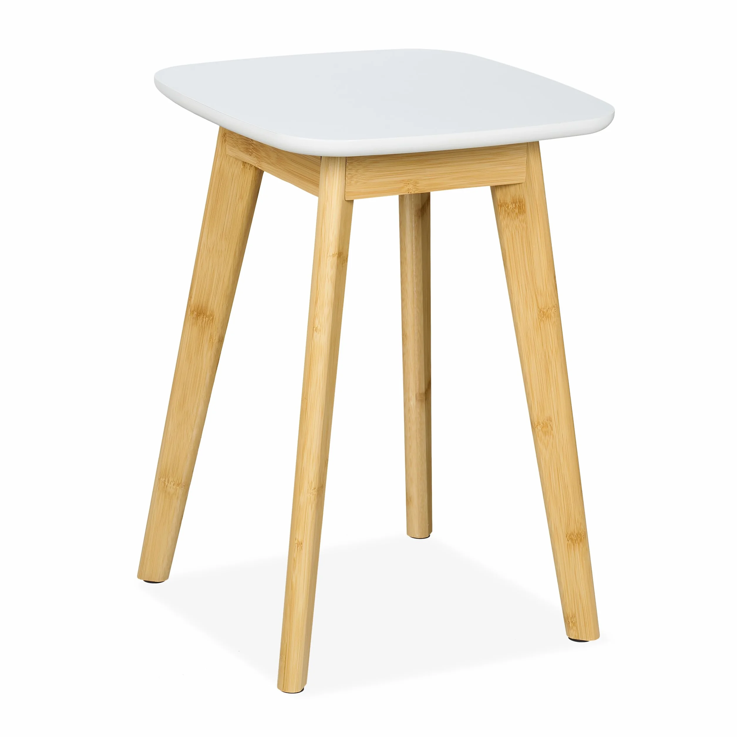 Relaxdays Taboret bambusowy 46x33x33 cm naturalny/biały