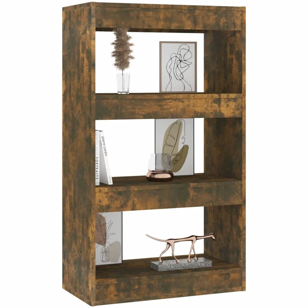 Regał na książki, ścianka działowa, dąb wędzony, uniwersalny regał na książki, regał biurowy do hotelu, 60 x 30 x 103 cm, materiał drewnopochodny