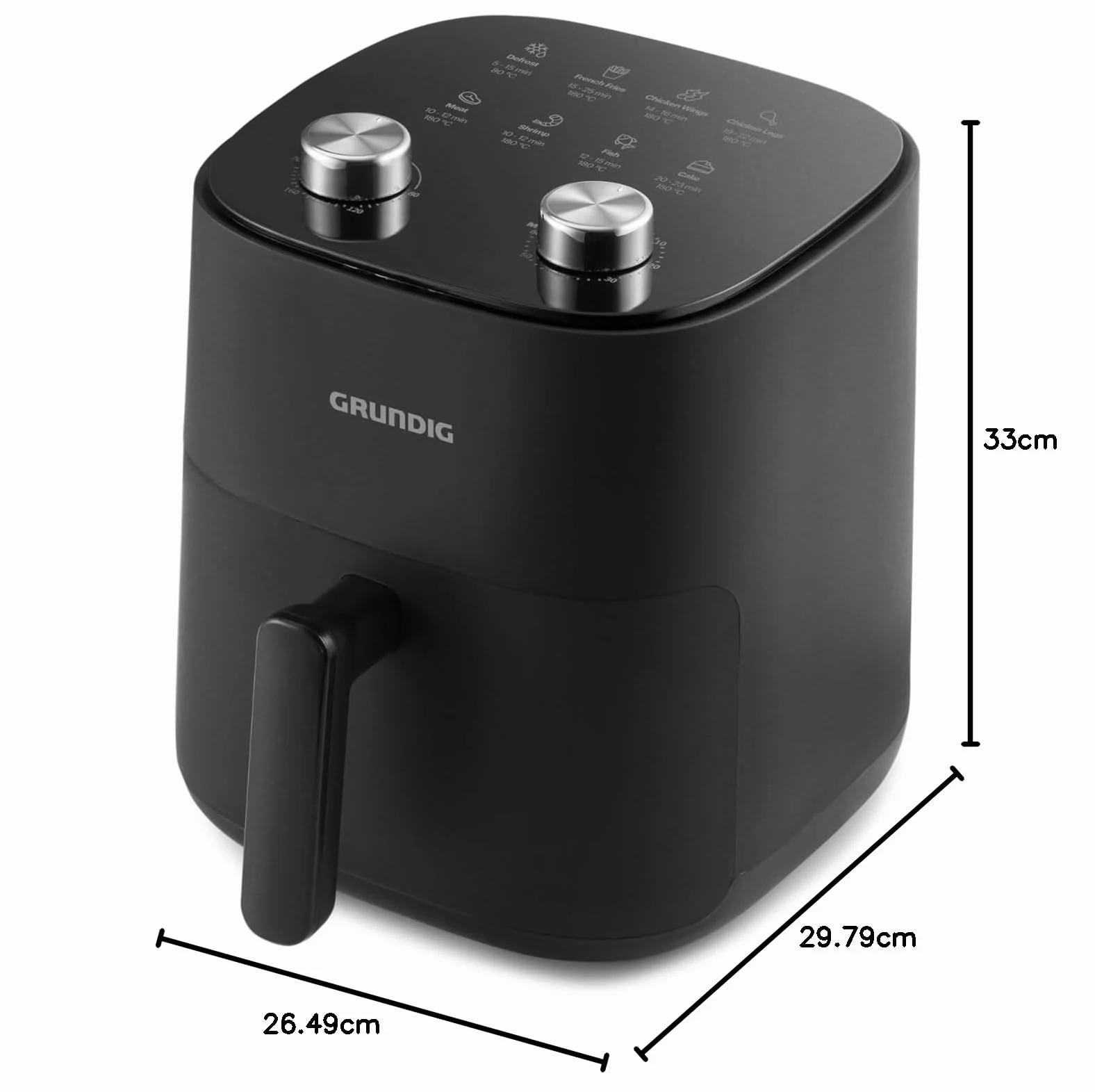 Grundig FRY 6321 L frytkownica na gorące powietrze, pojemność 4,7 l, 1300 W, kosz nadaje się do mycia w zmywarce, regulacja temperatury i czasu, powłoka nieprzywierająca, czarna