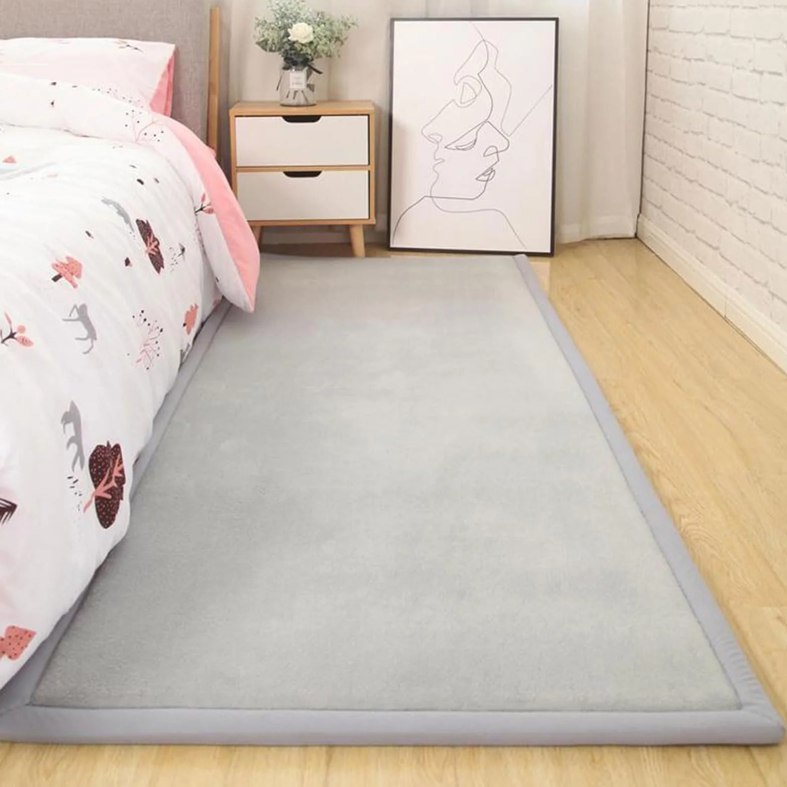 Mata do Zabawy dla Dziecka Wkładka do Kojca 2cm Grubo Wyściełana Mata do Raczkowania 200 x 300 cm Antypoślizgowa Mata do Zabaw dla Dzieci