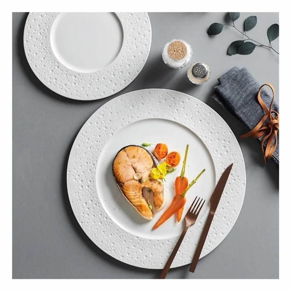 Biały Ceramiczny Talerz Do Steków – 12,5-Calowy Płaski Talerz Jadalny W Stylu Zachodnim Do Makaronów, Steków I Innych Dań – Elegancka Zastawa Stołowa Do Restaur