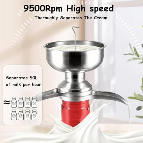 Elektryczny separator mleka - 50 l/h maszyna do separacji śmietany i masła do świeżego mleka koziego i krowiego - przekształca surowe mleko pełne w odtłuszczone mleko