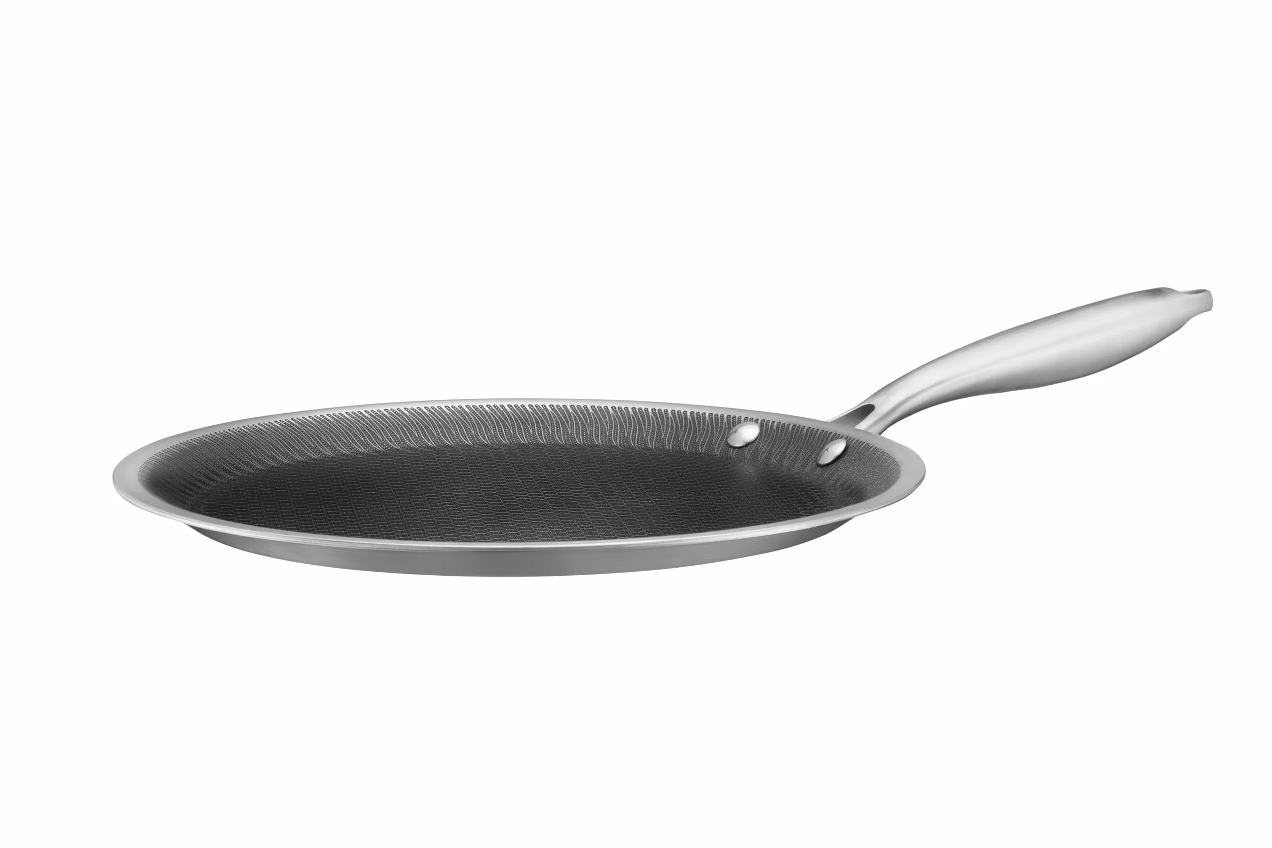 MÄSER Hestia patelnia do naleśników 28 cm, stal nierdzewna powlekana ceramiką o strukturze plastra miodu, srebrna/czarna