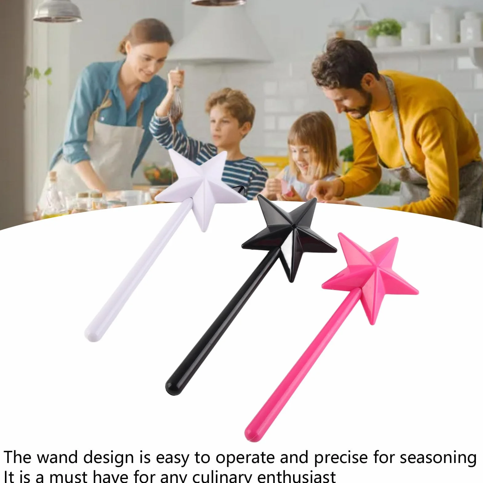 3 szt. Magiczna Różdżka Solniczki i Pieprzniczki Różdżka do Różowego Czarnego Białego Accessori Stick Star Śliczny Dozownik Przyprawa Solniczki