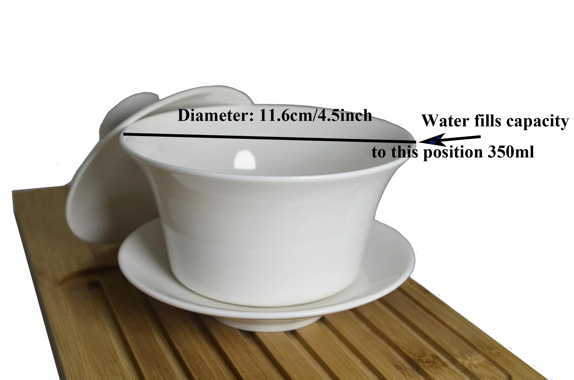 Chińskie porcelanowe filiżanki do herbaty Gaiwan Wspoza Tradycja Sancai Pokrywka Miska Warga Kubek Spodek (300 ml Biały)