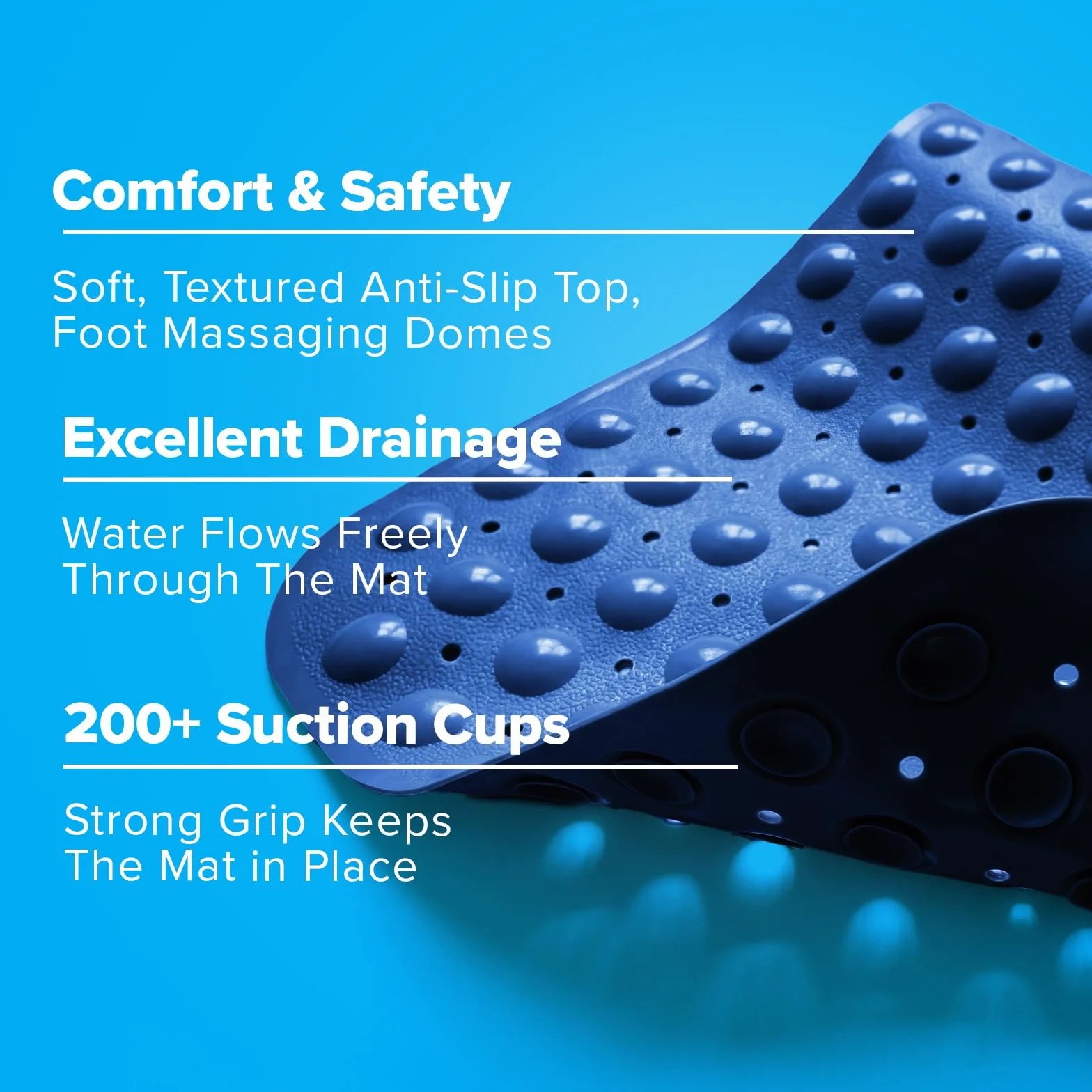 SlipX Solutions Power Grip bardzo długa mata do wanny i prysznica 39 x 16, antypoślizgowa mata do łazienki dla osób starszych i dzieci, 30% dłuższe maty do wanny, 200 przyssawek, otwory odpływowe,