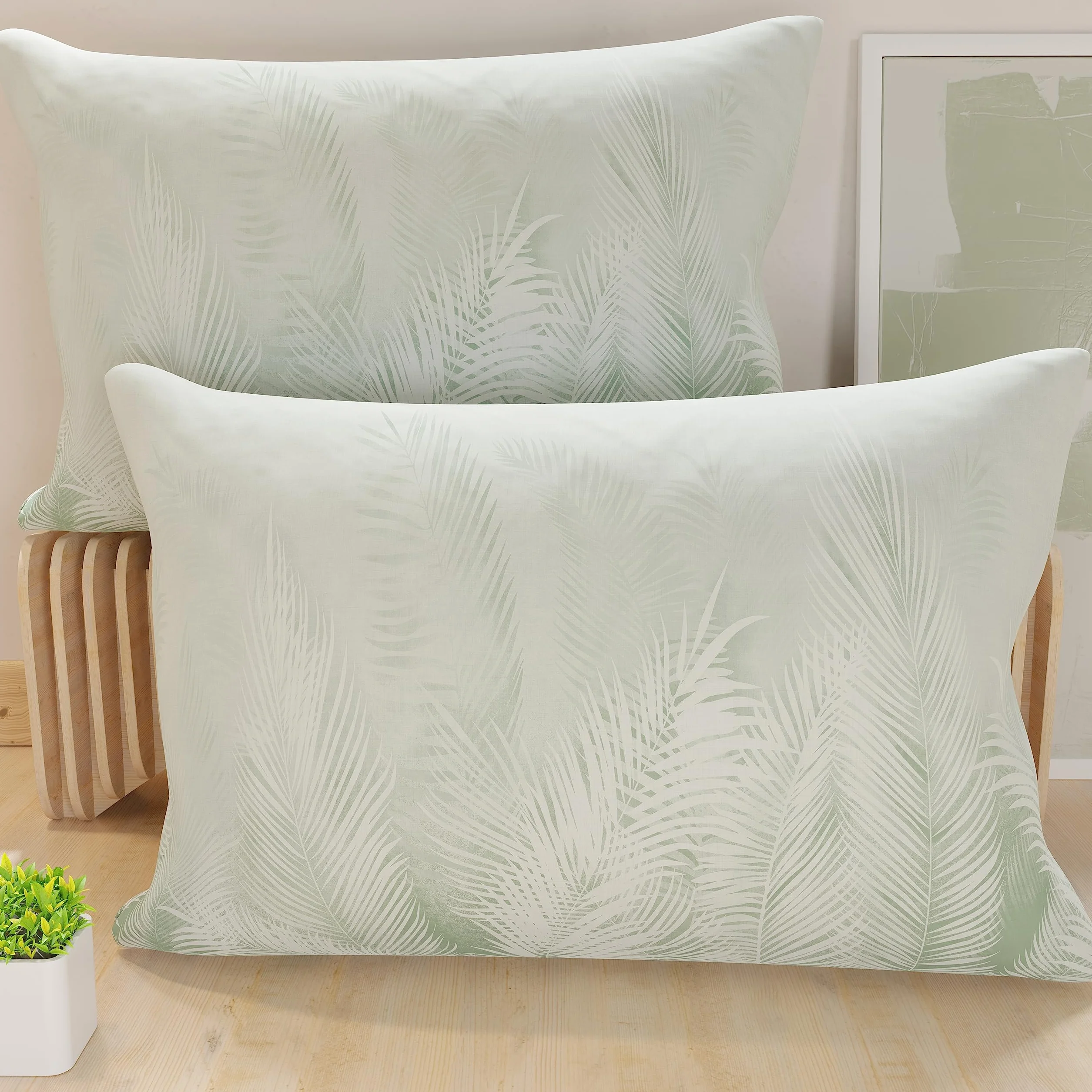 PETTI Artigiani Italiani - Para poszewek na poduszki 50 x 70 cm z mikrofibry, poduszka do sypialni, na sofę, do salonu, zestaw 2 poszewek na poduszki, poszewka na poduszkę z liści szałwii, 100%