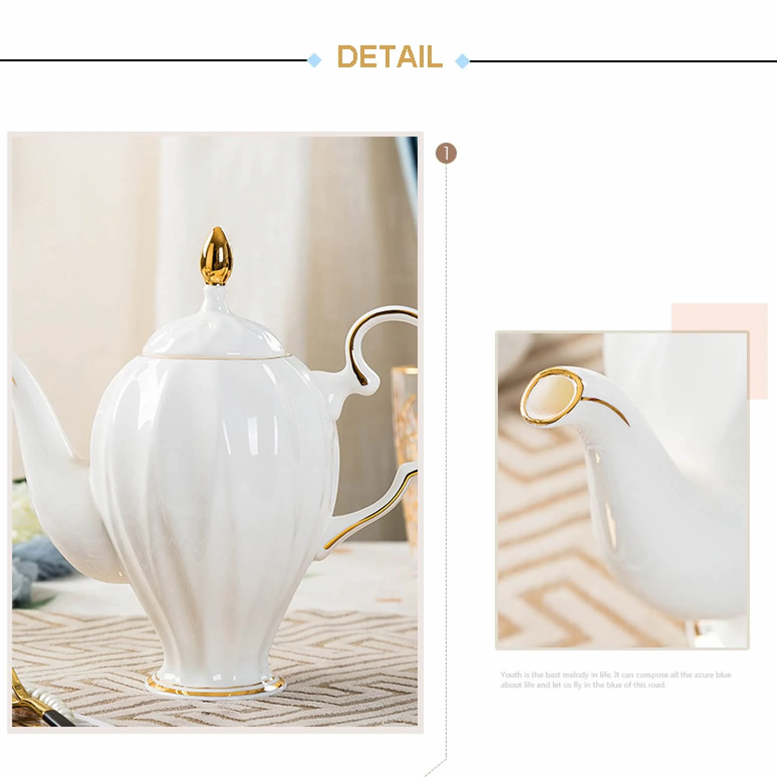 Porcelanowy zestaw do herbaty, zestaw do herbaty dla dorosłych Porcelanowa kawa i herbata zestawy upominkowe filiżanki i dla 6 osób z ceramicznym czajniczkiem, cukiernicą