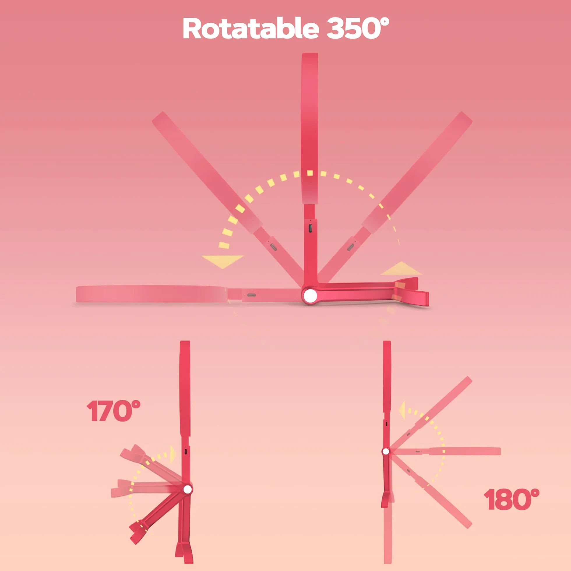 B Beauty Planet Lustro powiększające ze światłem 30X, dwustronne lusterko do makijażu, składane i ściemnialne, różowe