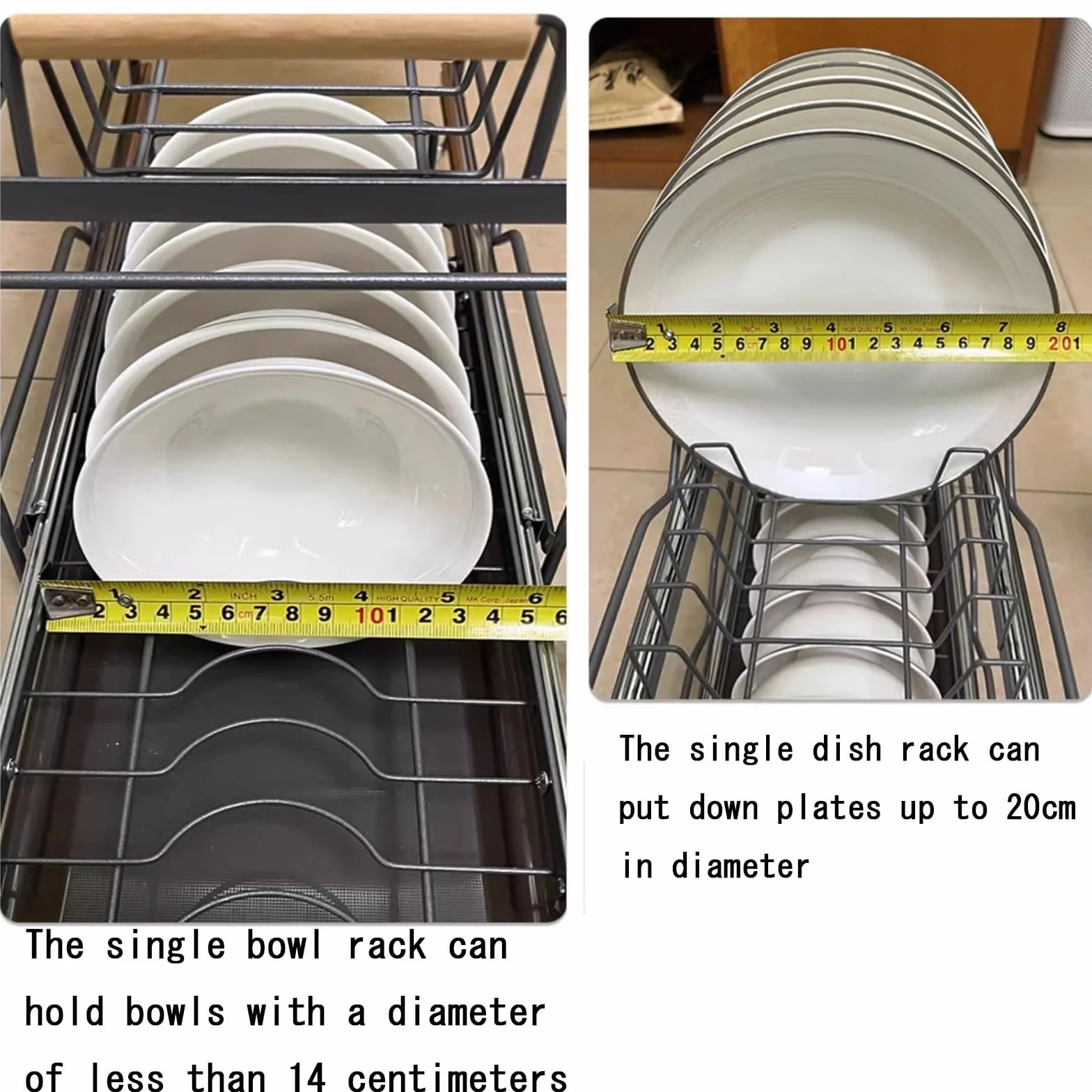 stojak do suszenia naczyń, Wysuwany stojak na naczynia z szynami ślizgowymi i tacą ociekową jest w kolorze szarym ma wymiary 42 x 19 11,5 cm(Plate Rack)