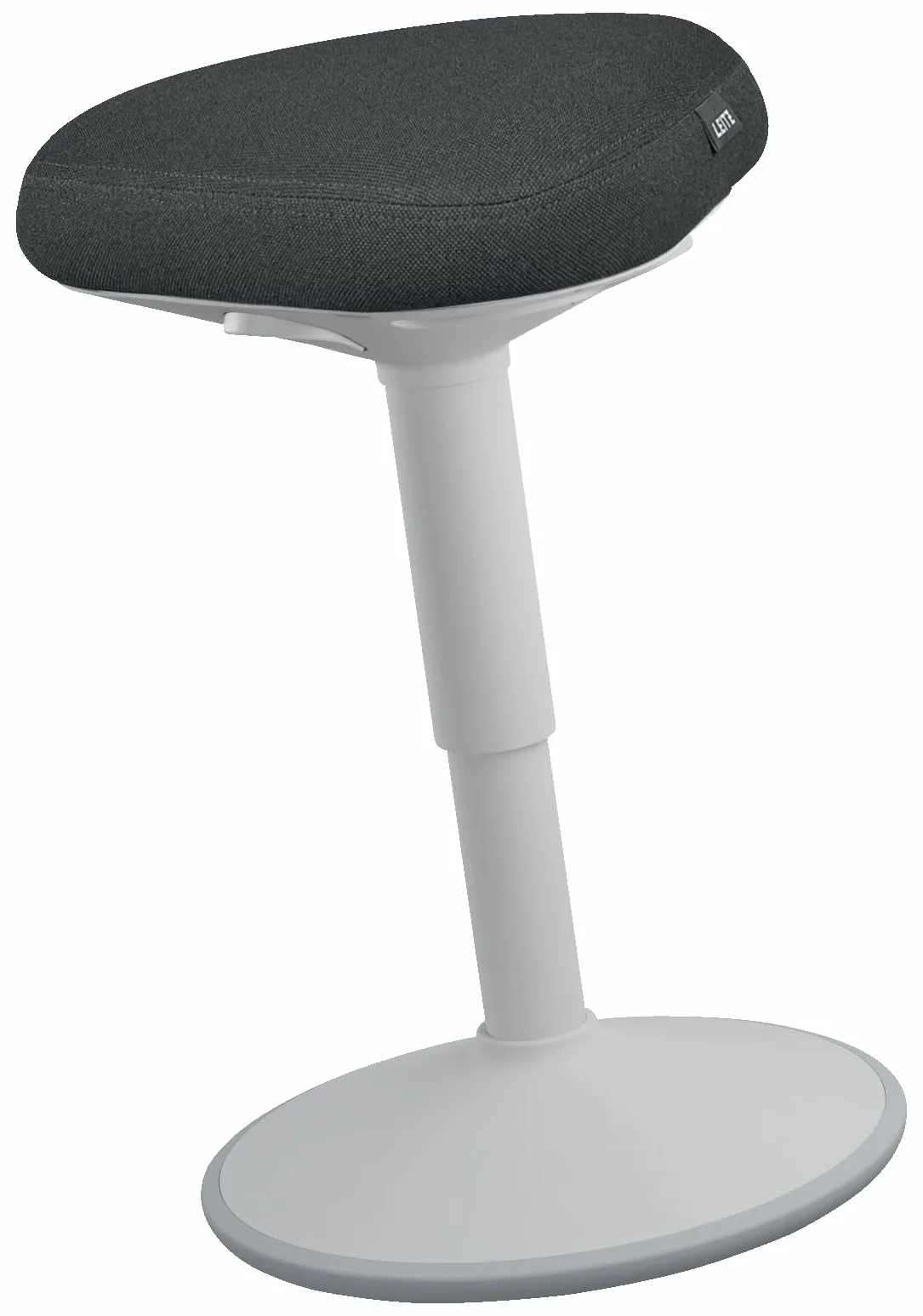 Stołek Leitz Ergo Active z Unikalną Komfortową Poduszką z Pianki o Podwójnej Gęstości, Regulowana Wysokość od 47 do 64cm, Siedzisko W 100% z Recyklingu, Udźwig 110kg, Seria Ergo, Jasnoszary, 65440085