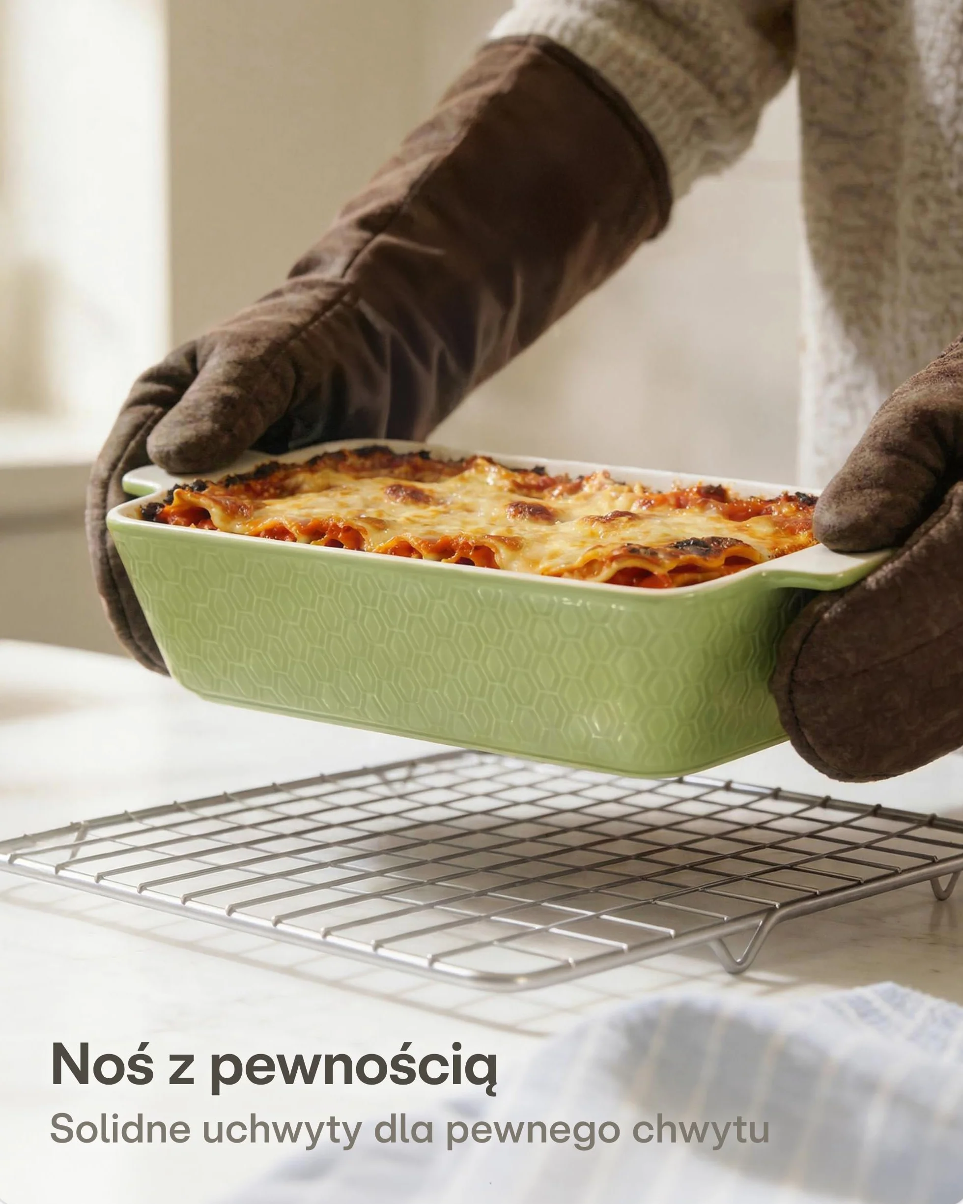 Praknu naczynie do zapiekanek ceramiczne duże prostokątne zielone