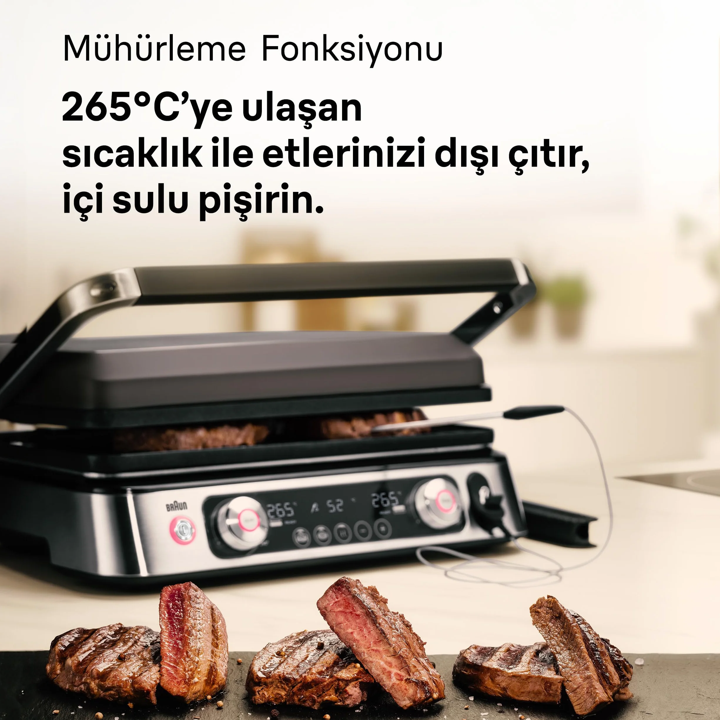 Braun MultiGrill9 CG9167 elektryczna kratka 2200 W 2 termostaty 3 pozycje gotowania sonda termiczna BOOST