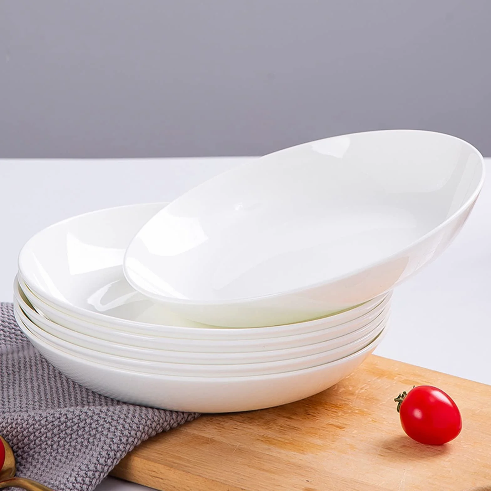 Talerz obiadowy, talerze na przystawki z porcelany kostnej, porcelanowe talerze obiadowe, talerze deserowe lub sałatkowe, okrągłe zestawy zastawy stołowej, bezołowiowe, miski do sałatek z makaronu,