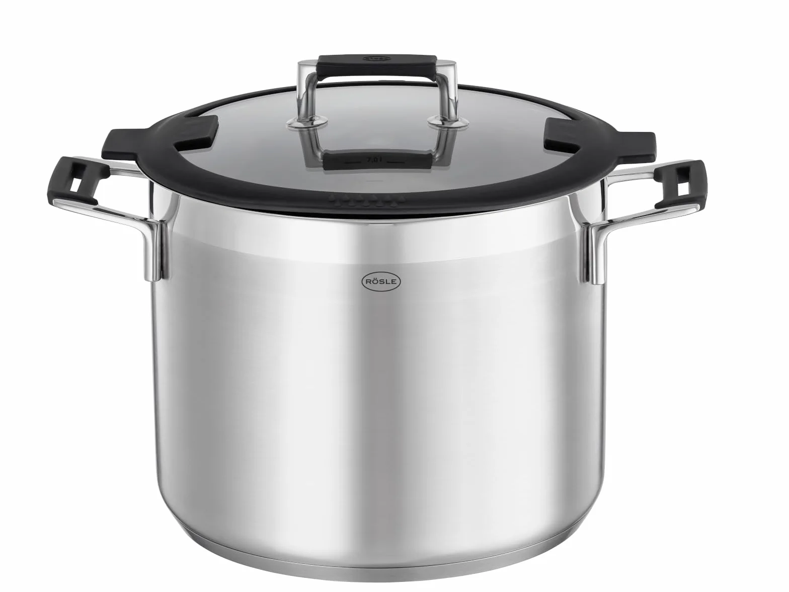 RÖSLE SILENCE PRO garnek do warzyw i zupy, uniwersalny garnek ze stali nierdzewnej 18/10, 24 cm, szklana pokrywka, skala wewnętrzna, nadaje się do kuchenek indukcyjnych, nadaje się do