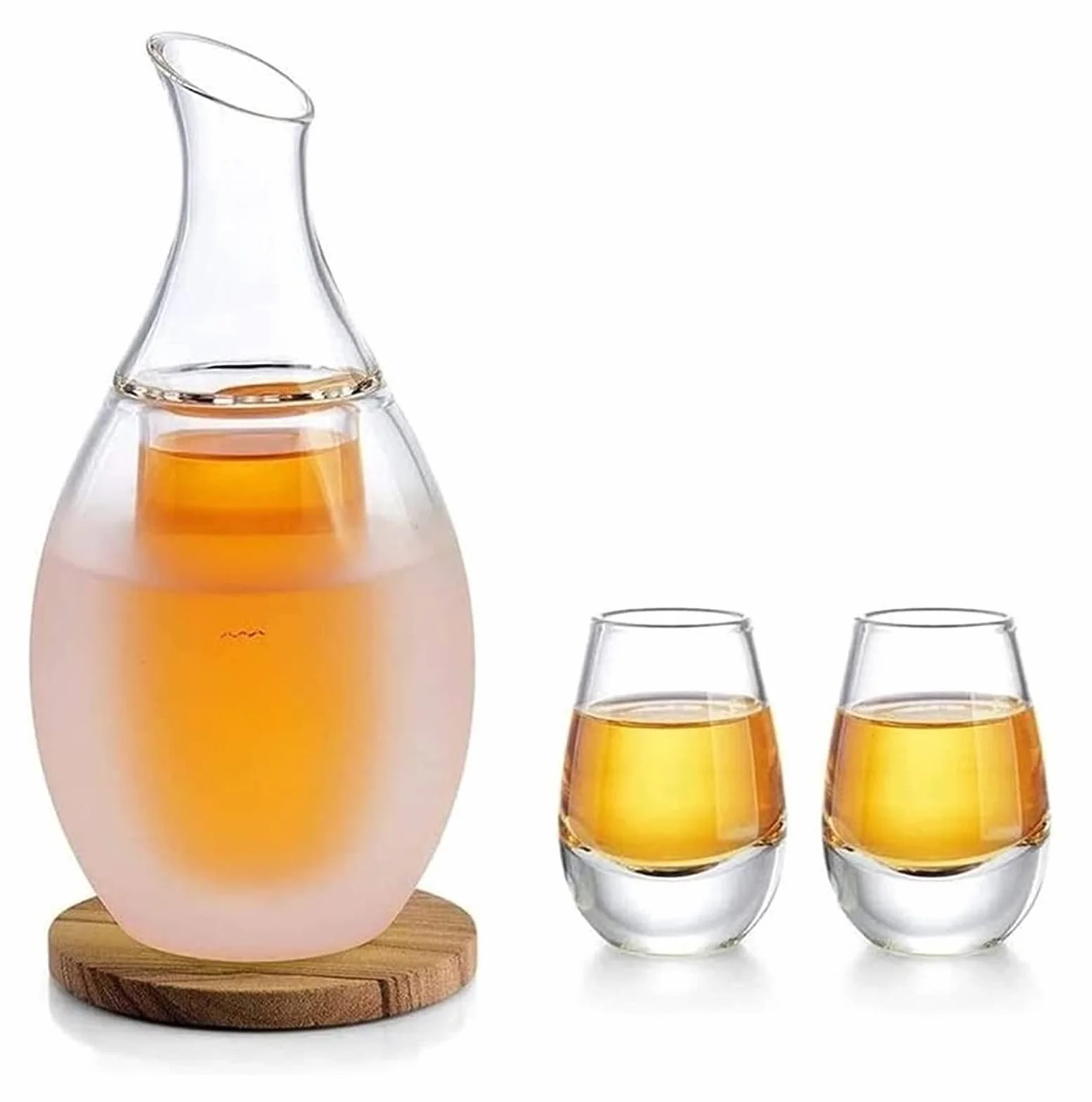 Zestaw karafek do wina i kieliszków do whisky, podwójna warstwa, ciepła i zimna, 44 ml, grube dno, chiński styl, kreatywny zestaw