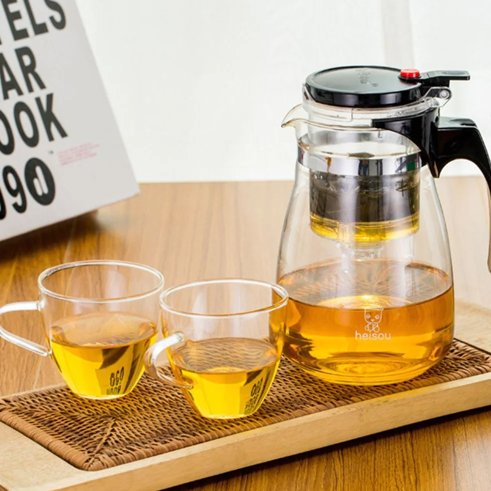 1000ML szklany czajnik z wyjmowanym infuserem, Kungfu Tea Art szklany czajnik ze stali nierdzewnej Dżanka filtracyjna ze stali nierdzewnej z infuserem (750ML)