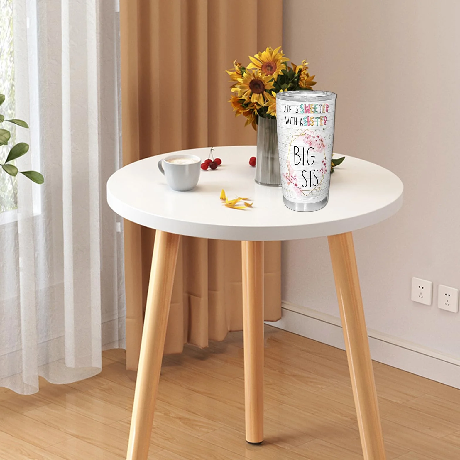 LUVDECO Kubek termiczny do kawy podróżny 20 uncji prezent przyjaźni dla kobiet pomysł na prezent urodzinowy kobiety bestie siostry kubek przyjaźni z szczelną pokrywką i słomkami (liście mozaiki)