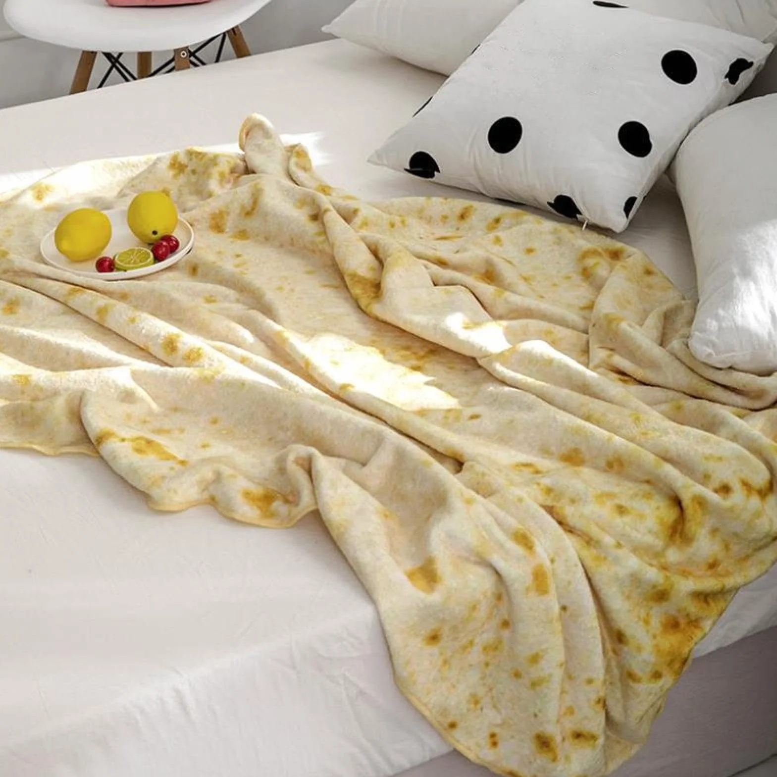 Koc do rzucania i owijania, miękki aksamitny koc Taco, duży okrągły burrito owijany dla dorosłych i dzieci, realistyczny tortilla taco