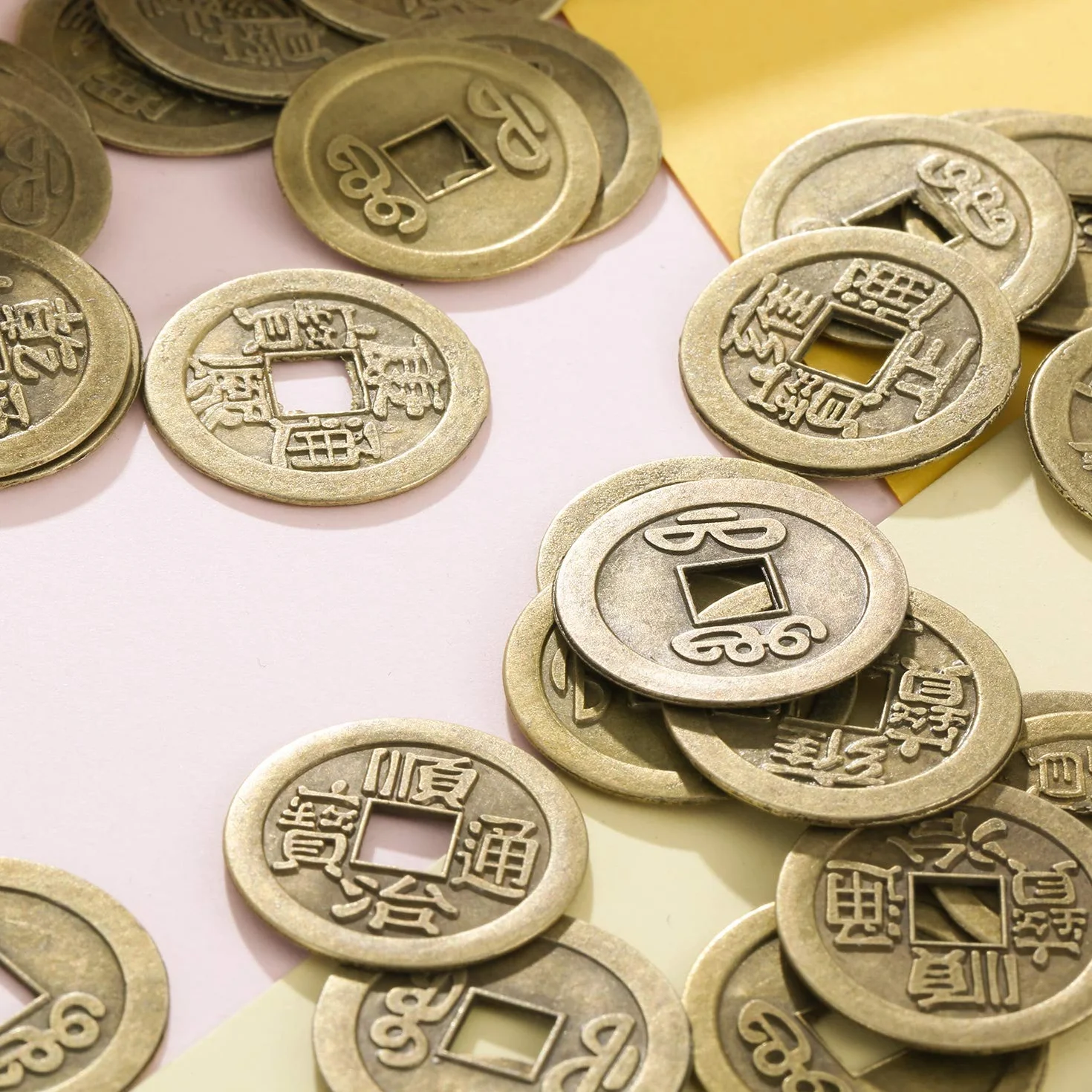 100 sztuk monet na szczęście I-Ching dla zdrowia i dobrobytu, chińskie monety Feng Shui, 2 cm