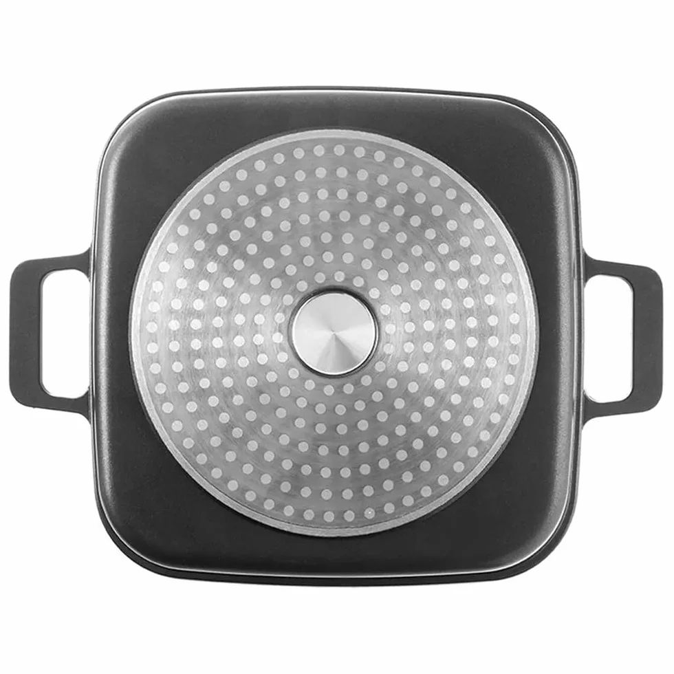 Orion Grande 4-częściowy zestaw garnków granitowych ze szklaną pokrywką, patelnią do grillowania i koszem do smażenia, garnek do gotowania 4,5 l i patelnia 2 l, indukcja i piekarnik, powłoka