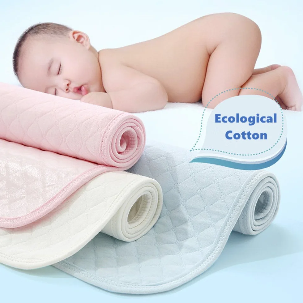 Baby Infant Wodoszczelna mata do przewijania, ekologiczna bawełna, oddychająca, nadaje się do prania, wielokrotnego użytku, 3 sztuki w opakowaniu (70 x 120 cm, 3 sztuki)