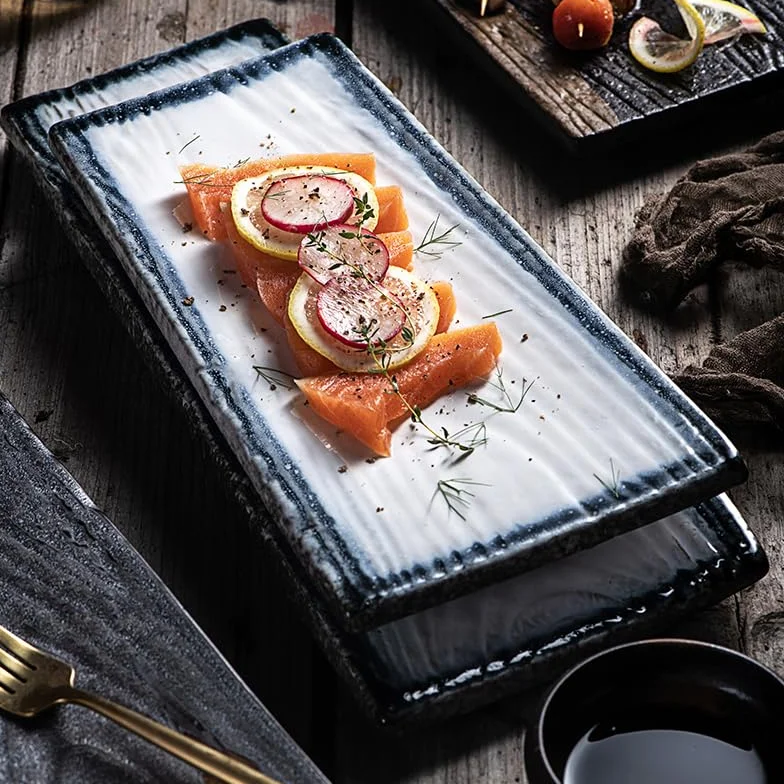 Talerz na przekąski Pojemniki na przekąski Japoński talerz sushi Sashimi Kreatywny ceramiczny talerz na zachodnie jedzenie Talerz na warzywa Talerz na ryby Płaski talerz Specjalnie(A)