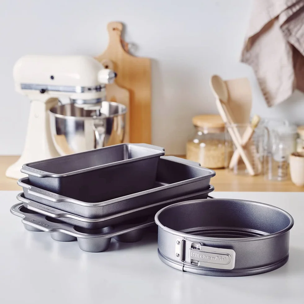 KitchenAid Aluminized Steel 5-częściowy zestaw foremek do pieczenia, powłoka nieprzywierająca bez PFAS, nadaje się do piekarnika, mycia w zmywarce, kolor szary