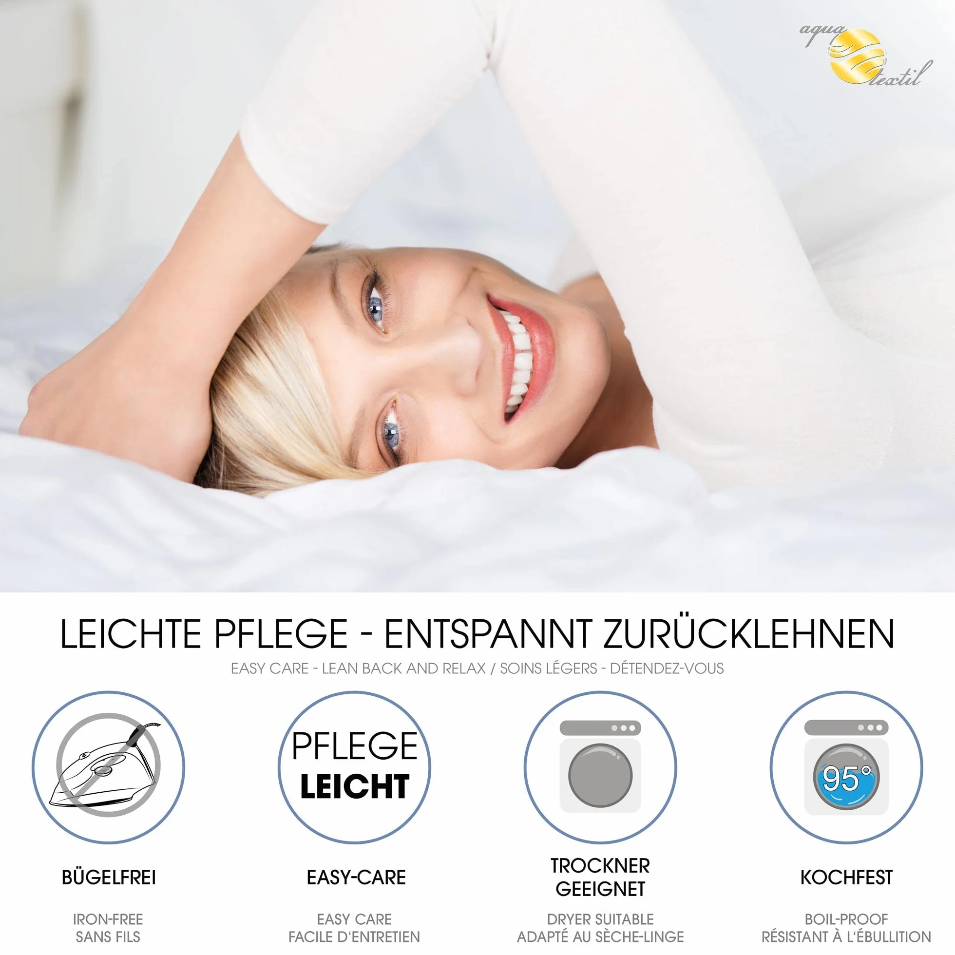aqua-textil Soft Touch Kołdra całoroczna, 140 x 200 cm, pikowana, ok. 1050 g, wypełnienie, oddychająca, na zimę, lato, Öko-Tex