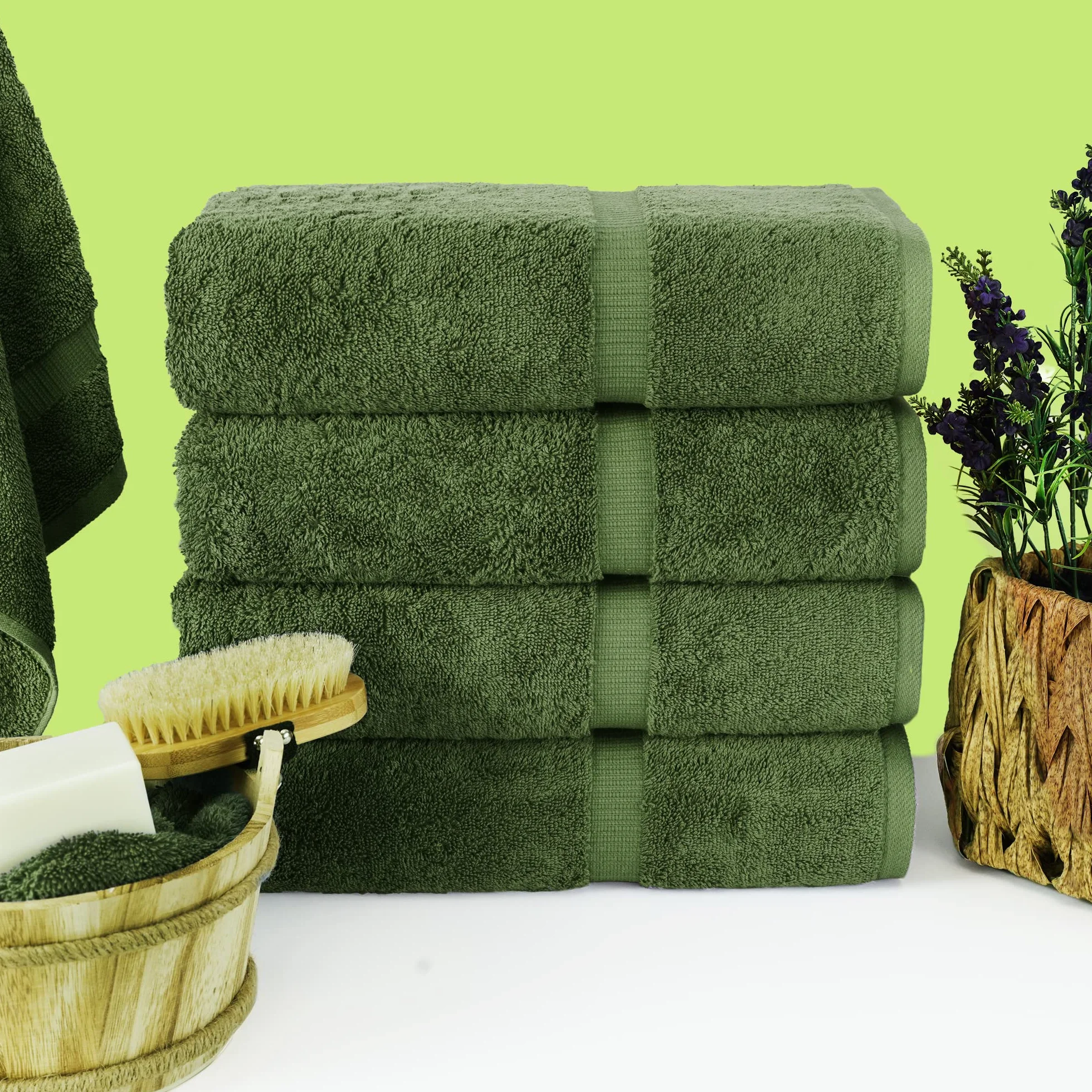 Chakir Turkish Linens | Jakość hotelowa i spa, 100% bawełna, tureckie ręczniki premium | miękkie i chłonne (4-częściowe ręczniki kąpielowe, mech)