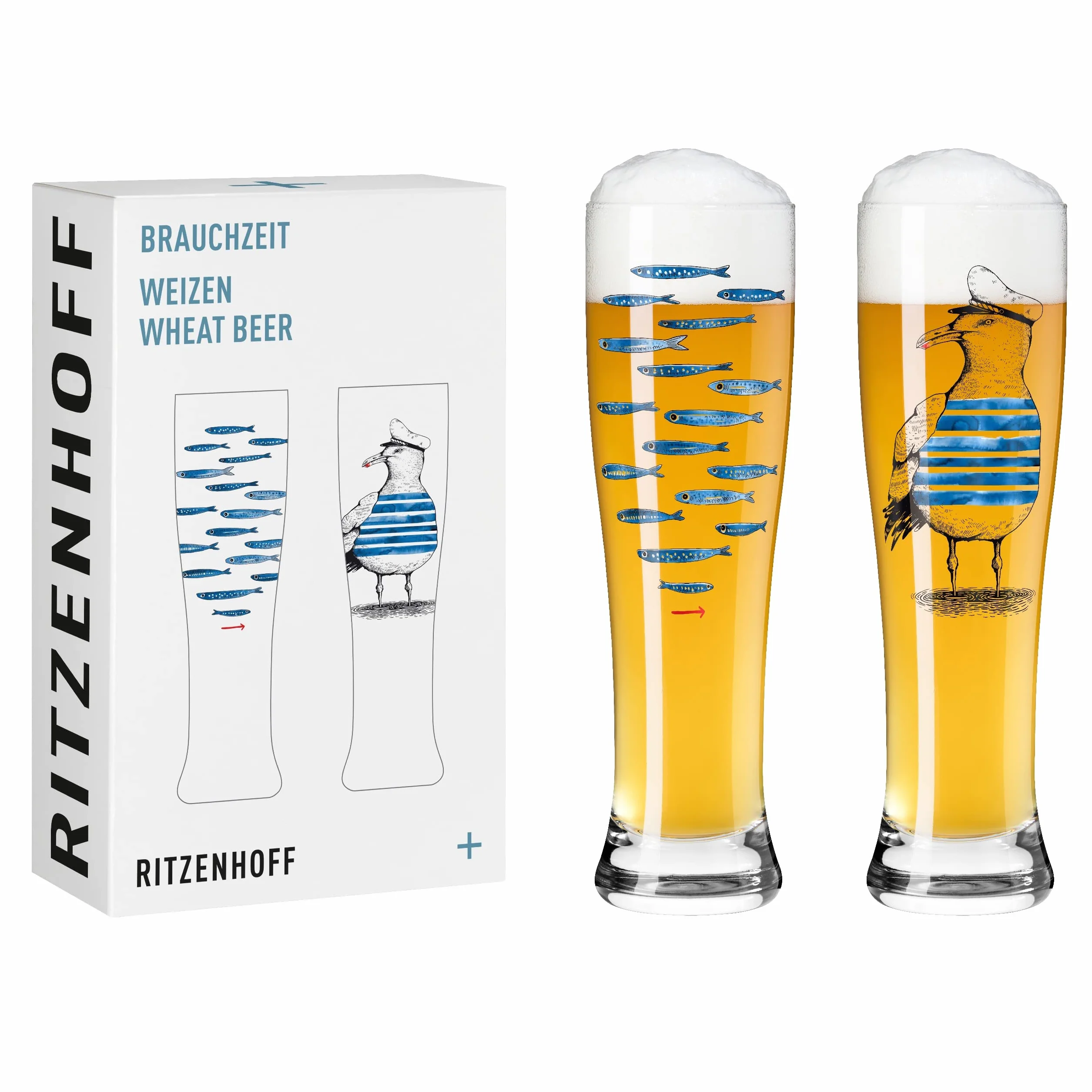 RITZENHOFF 3481007 Szklanki do piwa pszenicznego 500 ml - zestaw 2 szt. - seria czas przydatności zestaw nr 7, 2 sztuki z wielokolorowym nadrukiem cyfrowym