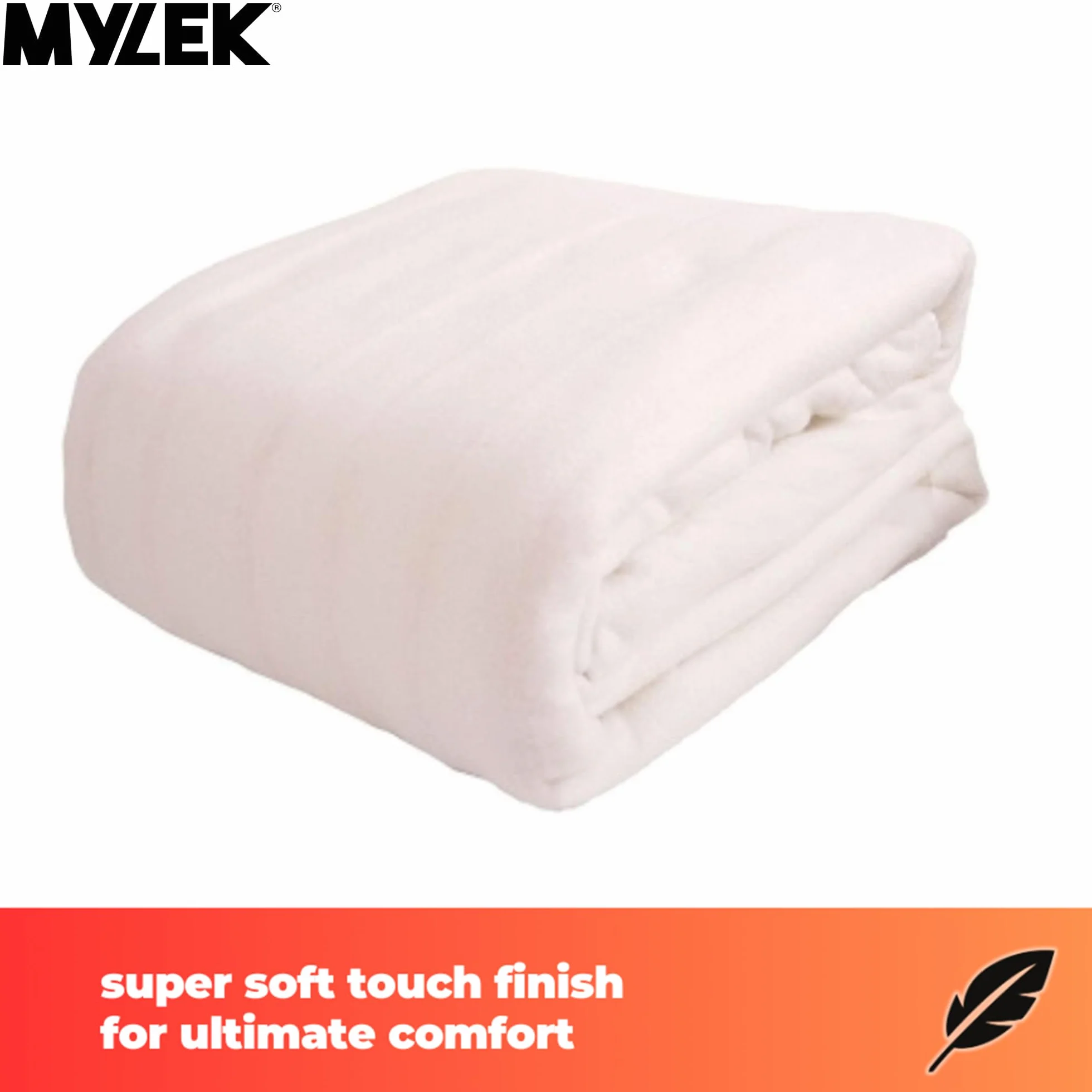 Mylek Koc elektryczny na łóżko super king-size, dopasowany, podgrzewany pokrowiec na materac, podwójna kontrola, z elastyczną spódnicą, rozmiar 203 x 182 cm x 40 cm, ochrona przed przegrzaniem,