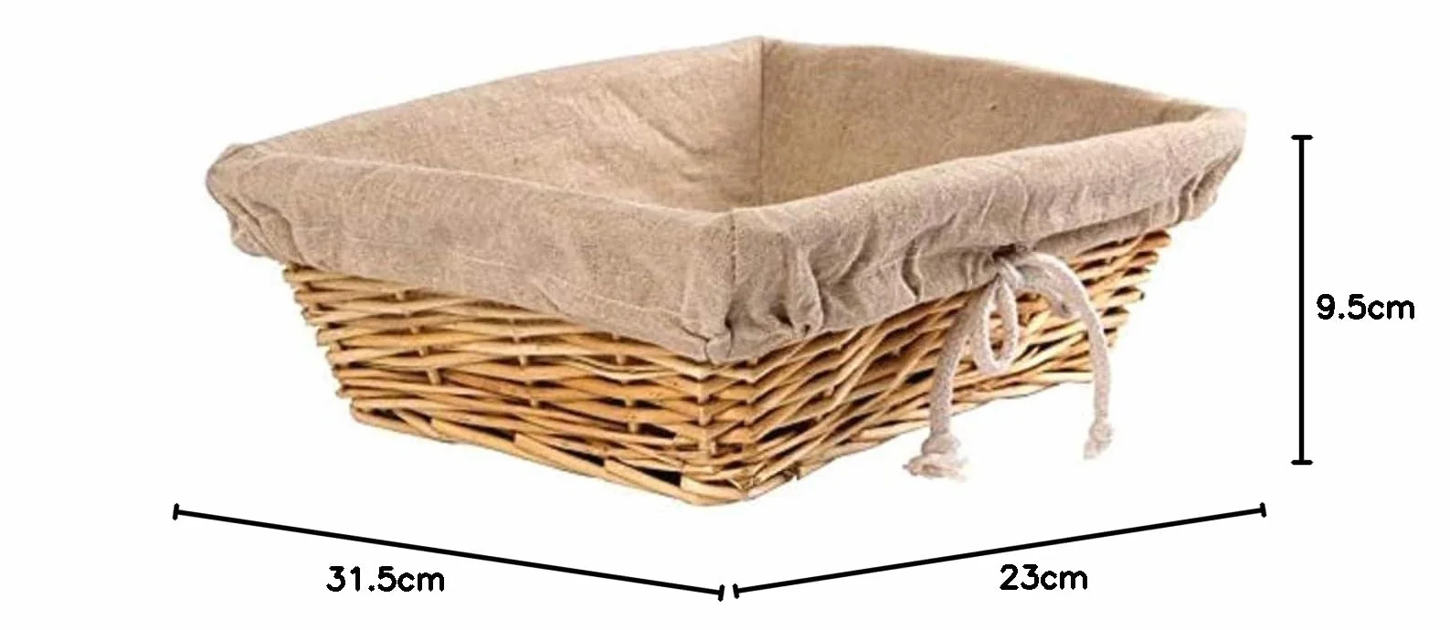 Wiklina prostokątny kosz 95 x 315 x 230 mm przechowywanie żywności zastawa stołowa