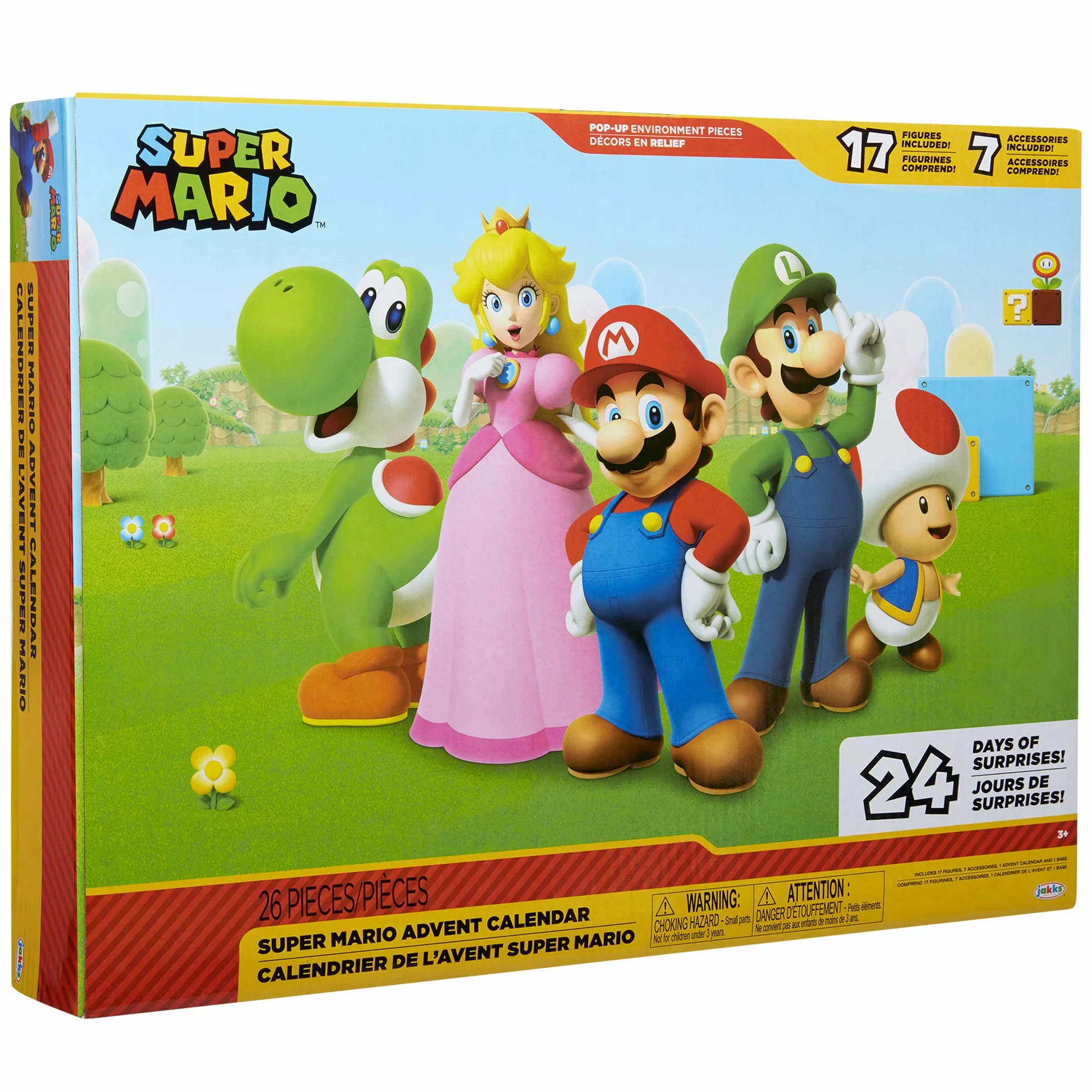 Kalendarz adwentowy Nintendo Super Mario od JAKKS Pacific, 24 dni niespodzianek z tajemniczymi postaciami i akcesoriami! Figurki w skali ok. 3,8 cm, świetny prezent dla dzieci i kolekcjonerów