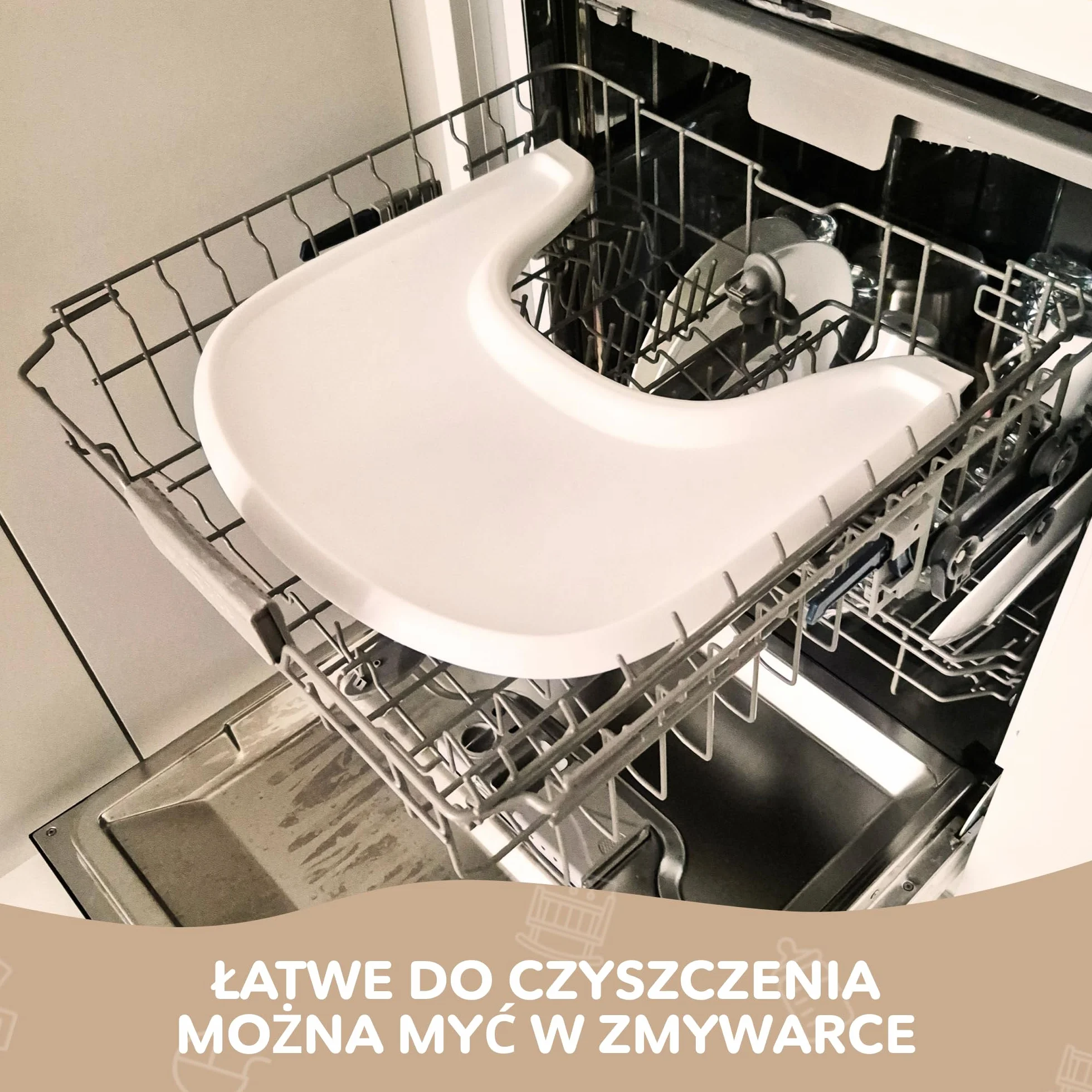 Stół do wysokiego krzesła kompatybilny z krzesłem Stokke Tripp Trapp z wydajną, gładką powierzchnią ssącą, ergonomiczną, łukowatą konstrukcją, błyszcząco-białym, nie zawiera BPA, łatwy montaż
