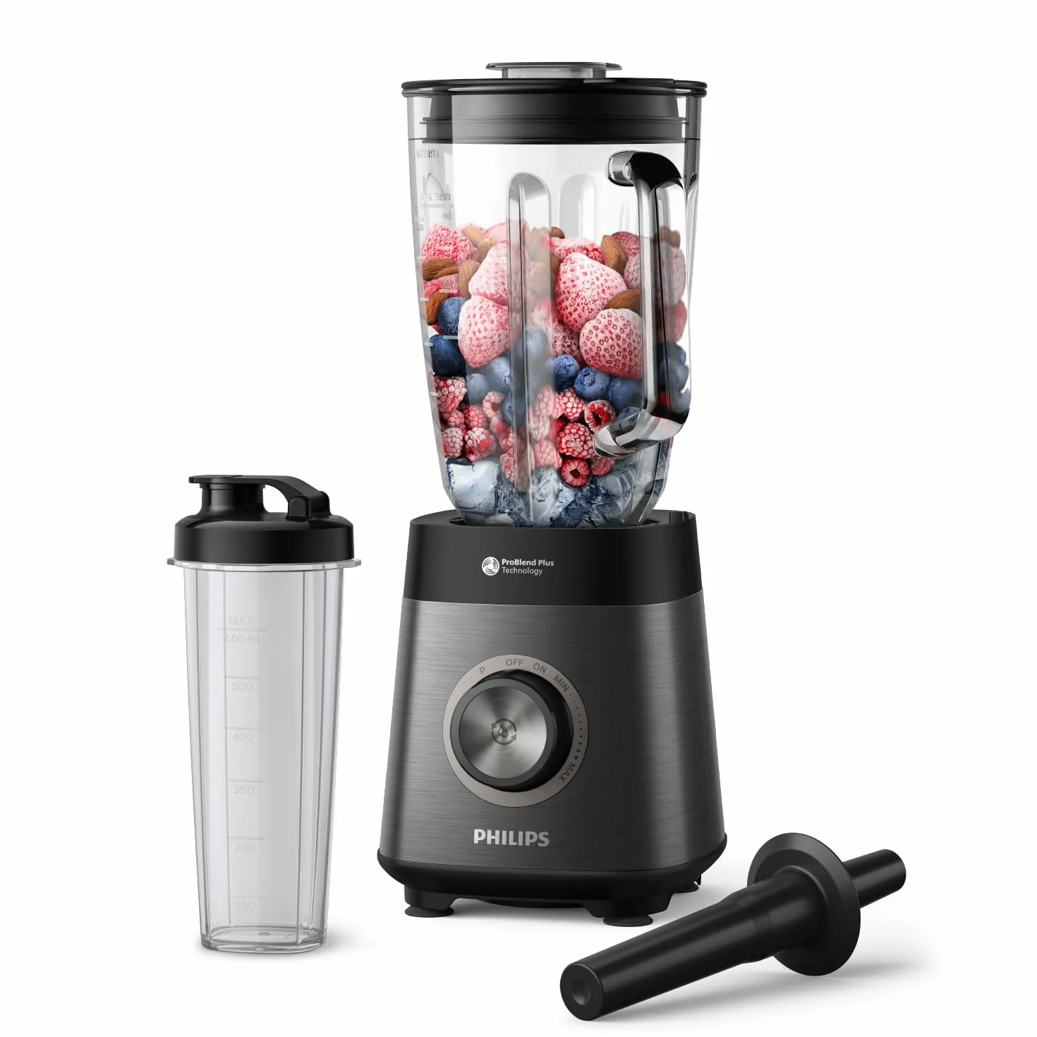 Philips Serii 5000 Blender, Silnik ProBlend Plus o Mocy 1200 W, Przygotowywanie Gęstych Koktajli z Mrożonych Owoców, Pojemność 2 Litry, Czyszczenie Bez Użycia Narzędzi, Czarny (HR3041/00)