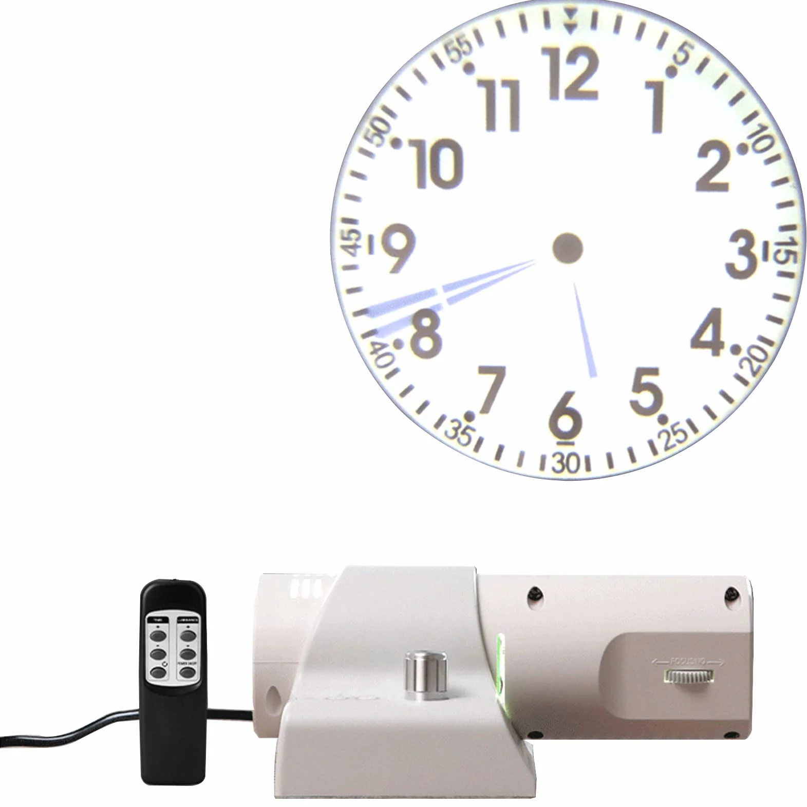 Projekcja LED Zegar Rzymski Kolorowa Projekcja Zegar Analogowy Obrót o 180 ° Regulowany Projektor z Pilotem,White