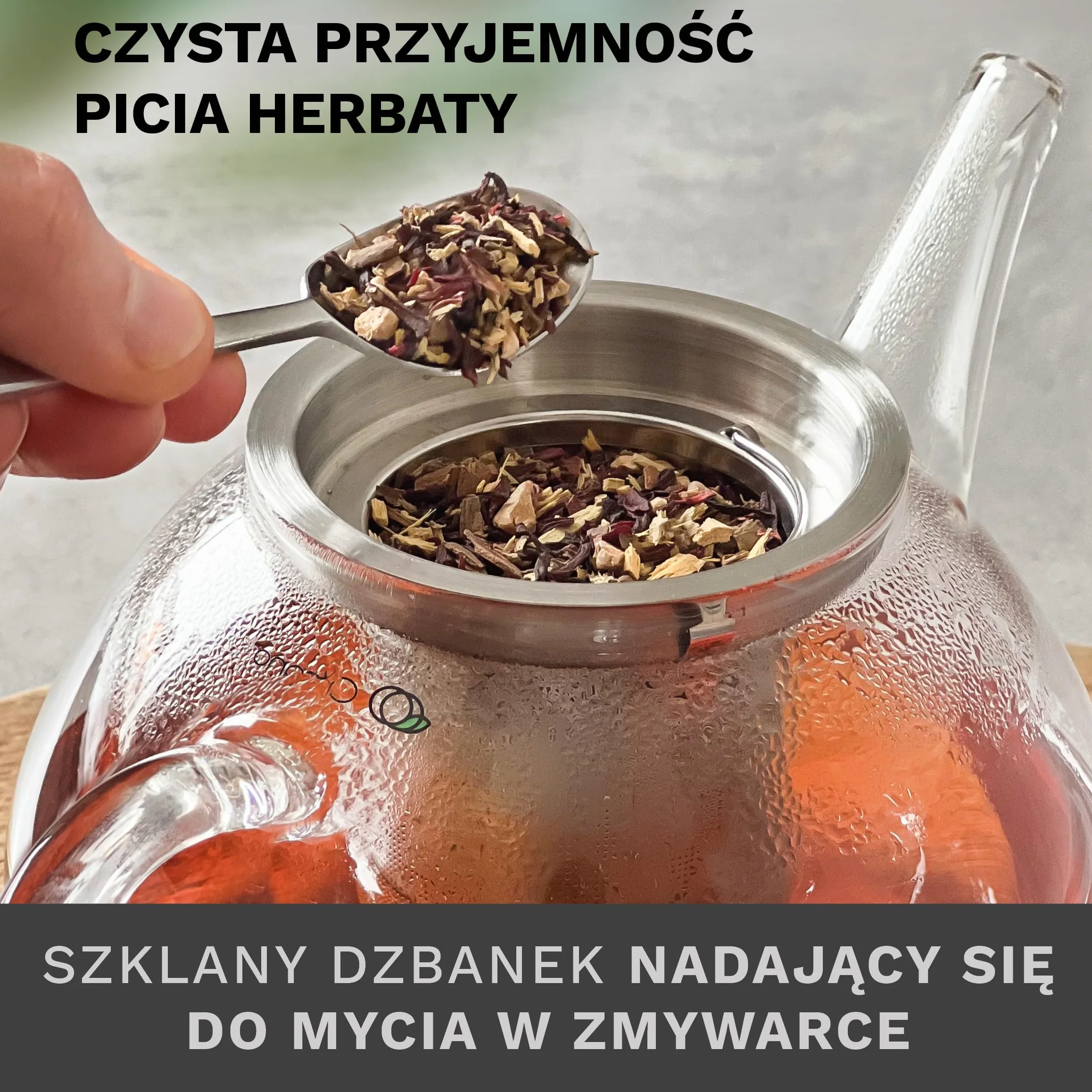 Creano Szklany dzbanek do herbaty o pojemności 1,2 l, 3-częściowy zaparzacz do herbaty z wbudowanym sitkiem ze stali nierdzewnej i szklaną pokrywką, idealny do przygotowywania luźnych herbat, bez kapania